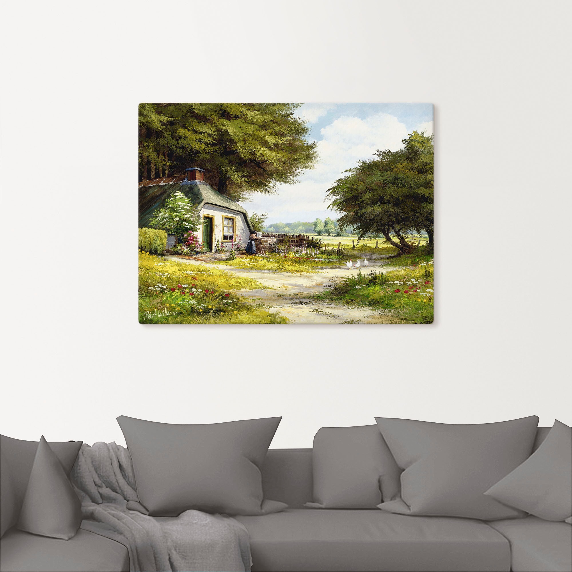 Artland Leinwandbild »Bauernhaus« Garten 1 Stk. tlg. auf Holzrahmen gespannt