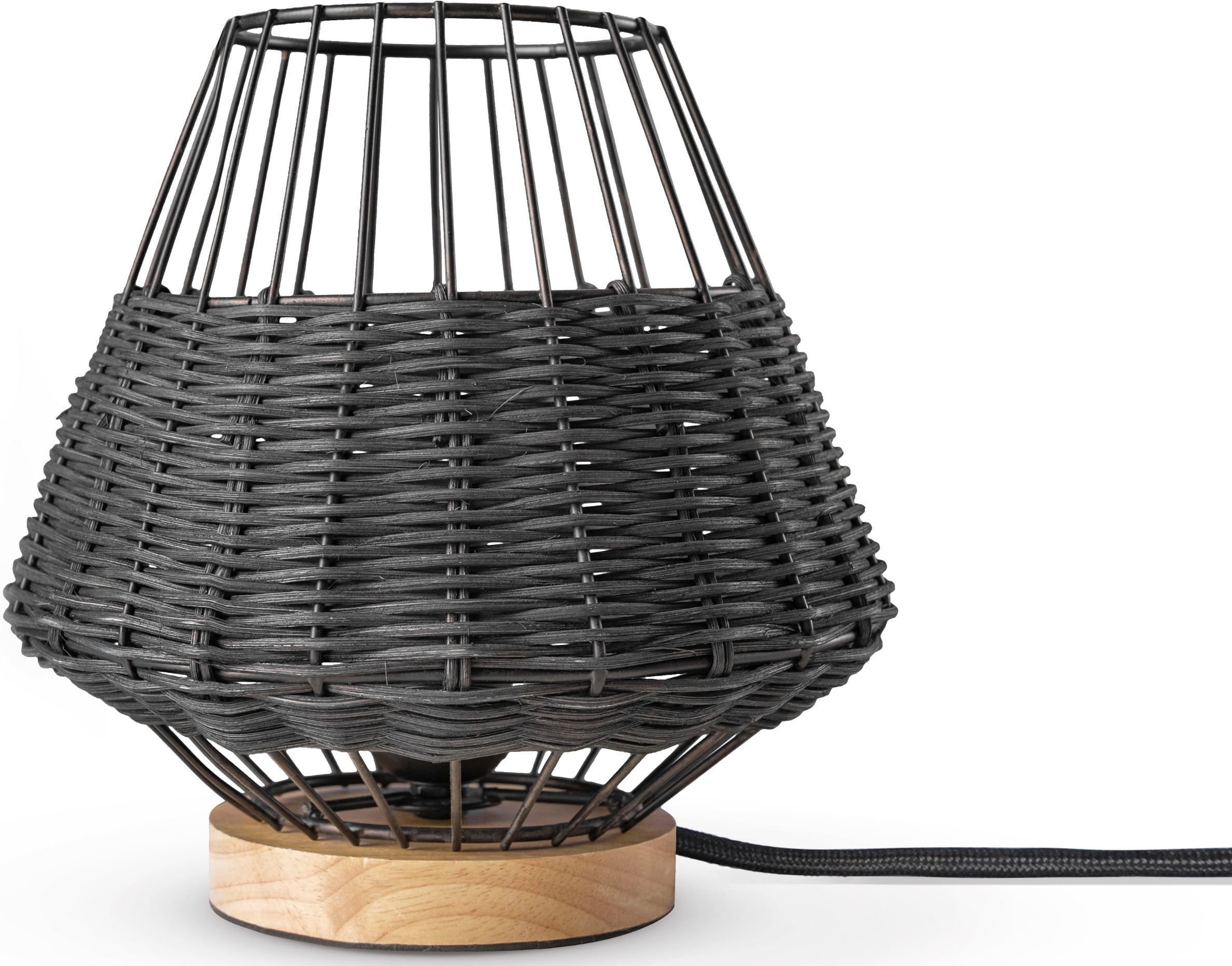 Paco Home Tischleuchte »PUNTO«, Rattan bestellen online Nacht Käfig Lampe E27 LED Holz Rustikal Boho Style