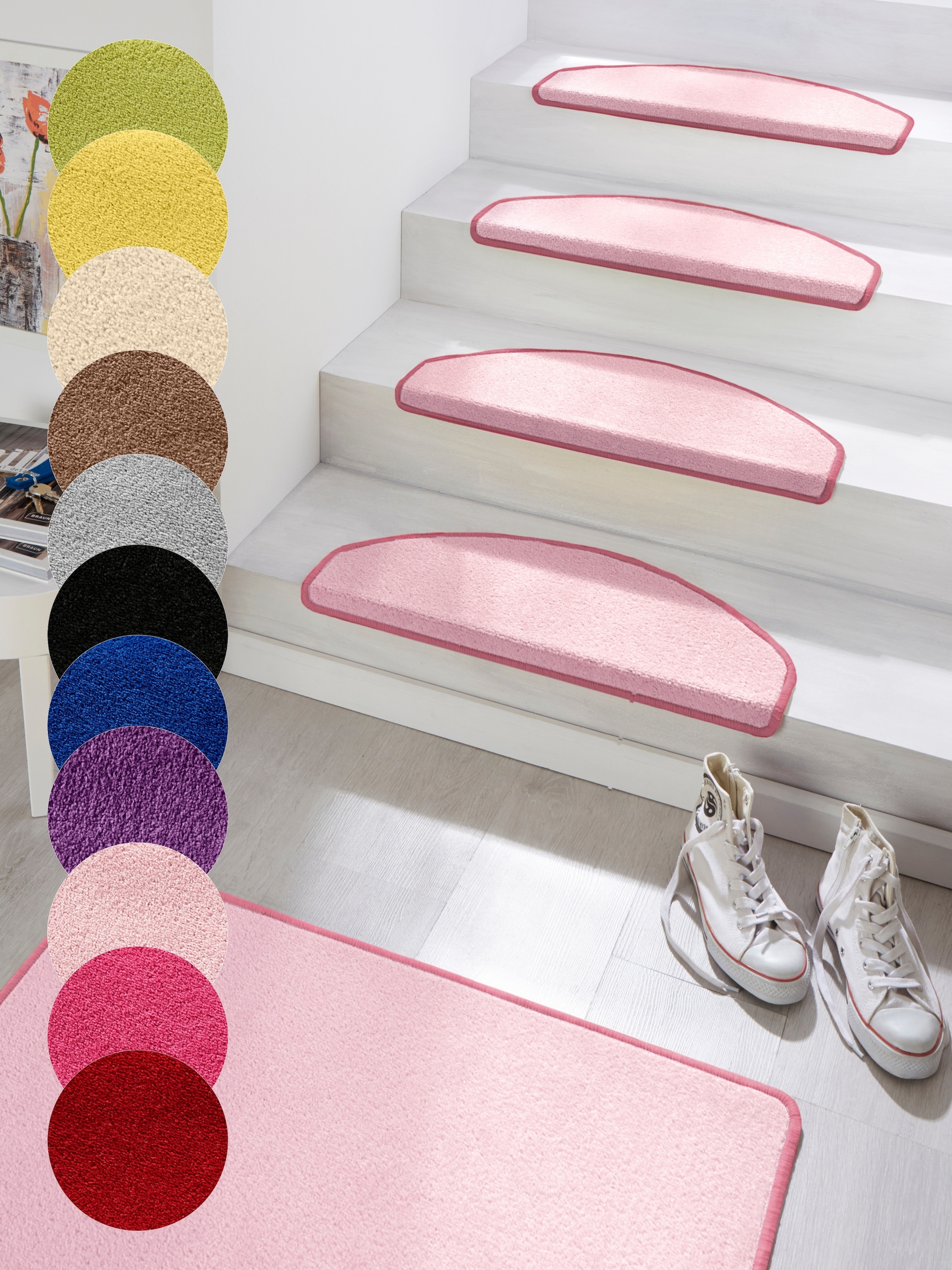 HANSE Home Stufenmatte »Fancy«, halbrund, 7 mm Höhe, 15 Stück, Treppenmatte günstig online kaufen
