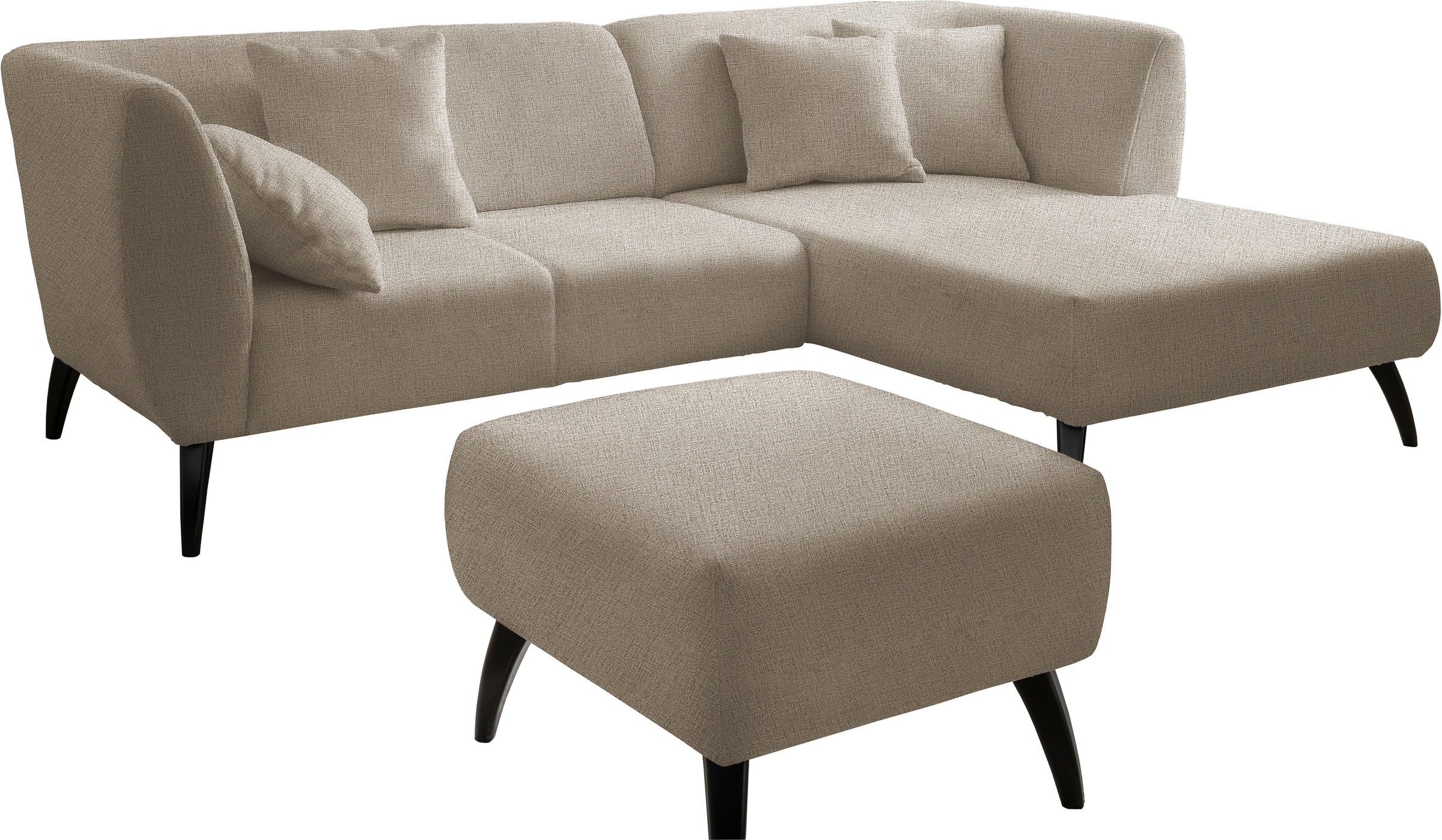 INOSIGN Ecksofa »Colori L-Form«, Holzfußfarbe wählbar, inkl. 4x Zierkissen günstig online kaufen