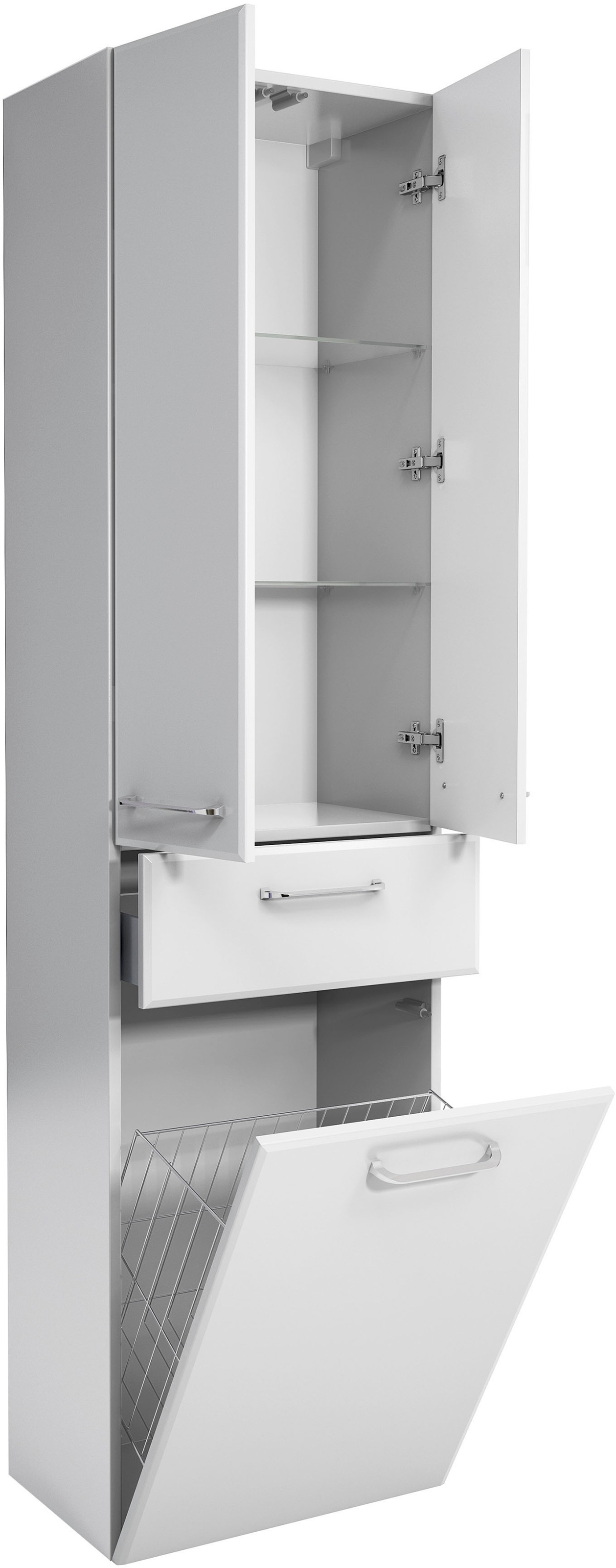 Saphir Badmöbel-Set »Quickset 341 6-teilig, Waschbeckenunterschrank und LED-Spiegelschrank«, (Set, 6 St.), ohne Waschbecken, mit Hochschränke, Unterschrank, Hängeschrank