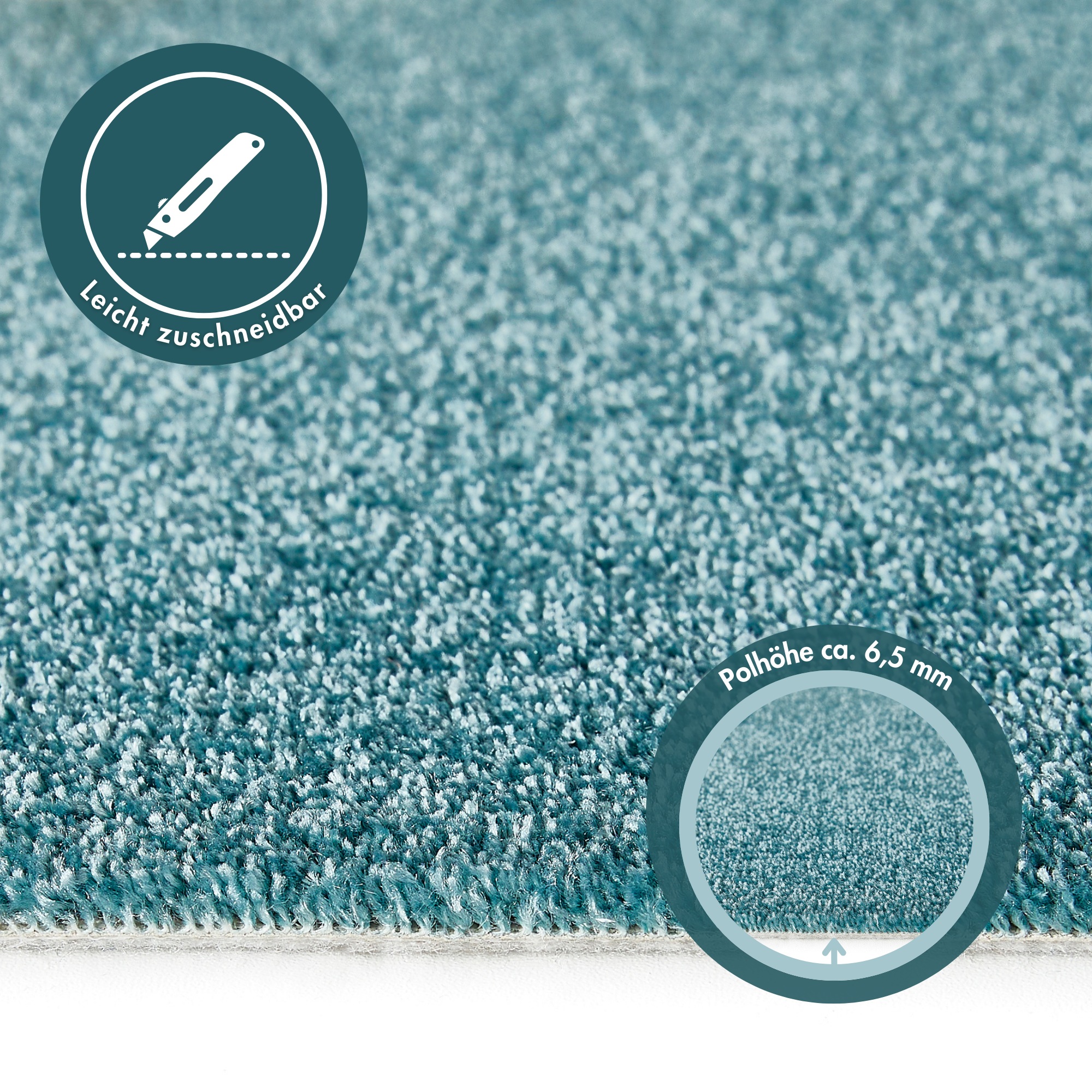 Andiamo Teppichboden »Verona, Velours, Made in Belgium«, rechteckig, 6 mm Höhe, Uni Farben, Breite 400 cm oder 500 cm, strapazierfähig, pflegeleicht