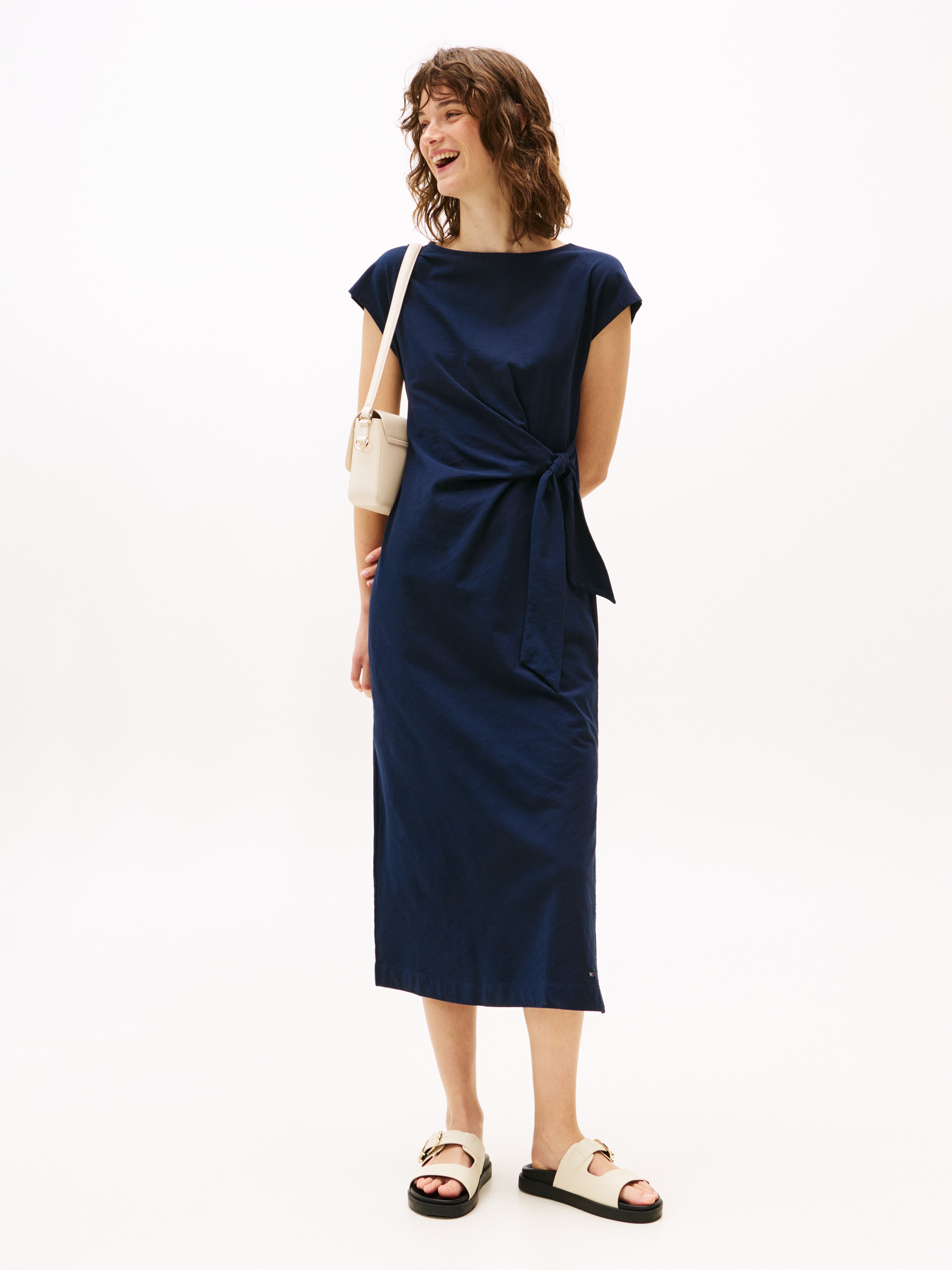 Tommy Hilfiger Midikleid »KNOT BOAT-NK MIDI DRESS SS«, mit Knotendetail