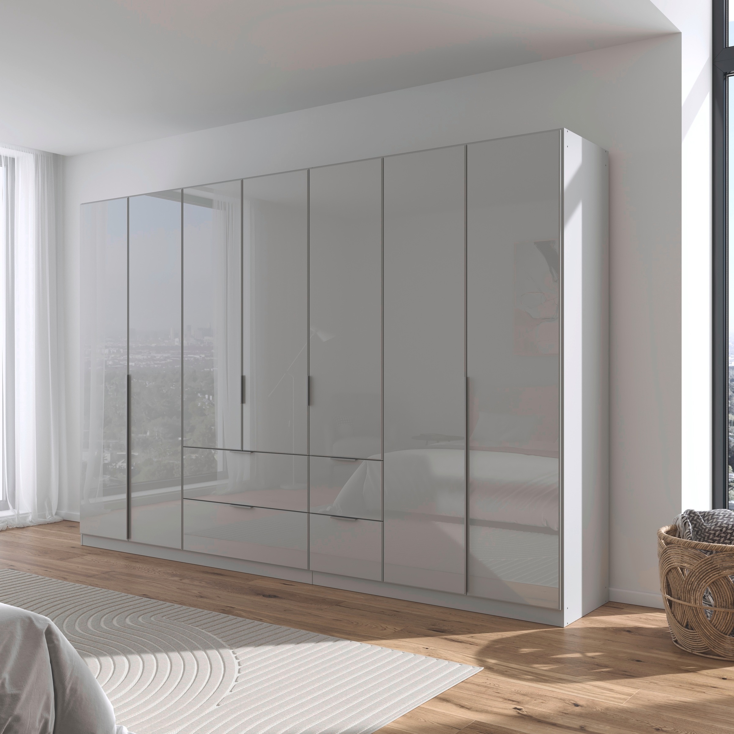 rauch Drehtürenschrank »Kleiderschrank Kleiderschränke Schrank Garderobe AGORDO mit Glasfront«, mit Außenschubkästen, in 6 Breiten und 2 Höhen MADE IN GERMANY