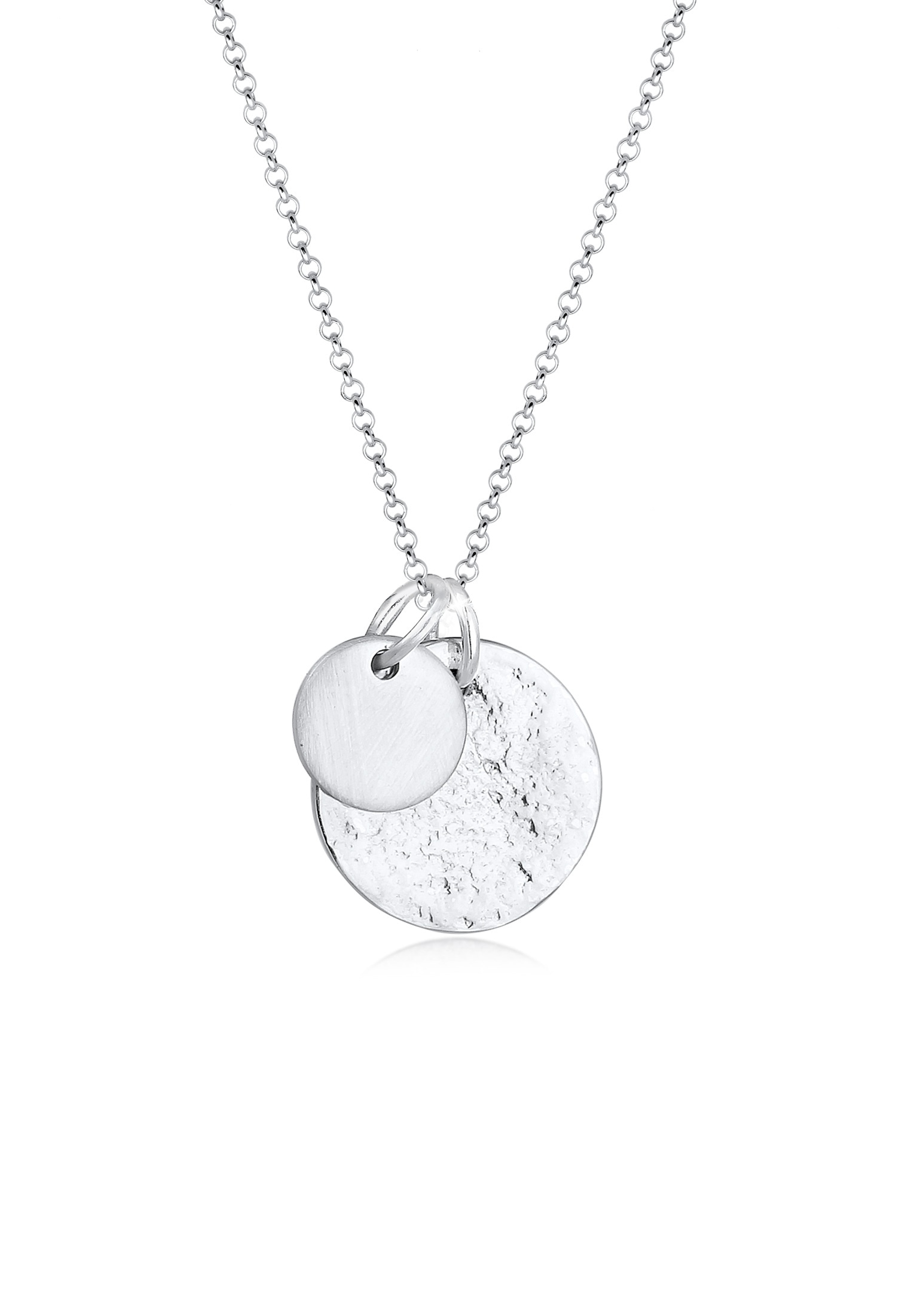 Elli Kette mit Anhänger »Plättchen Münzen Organic Look 925 Silber«