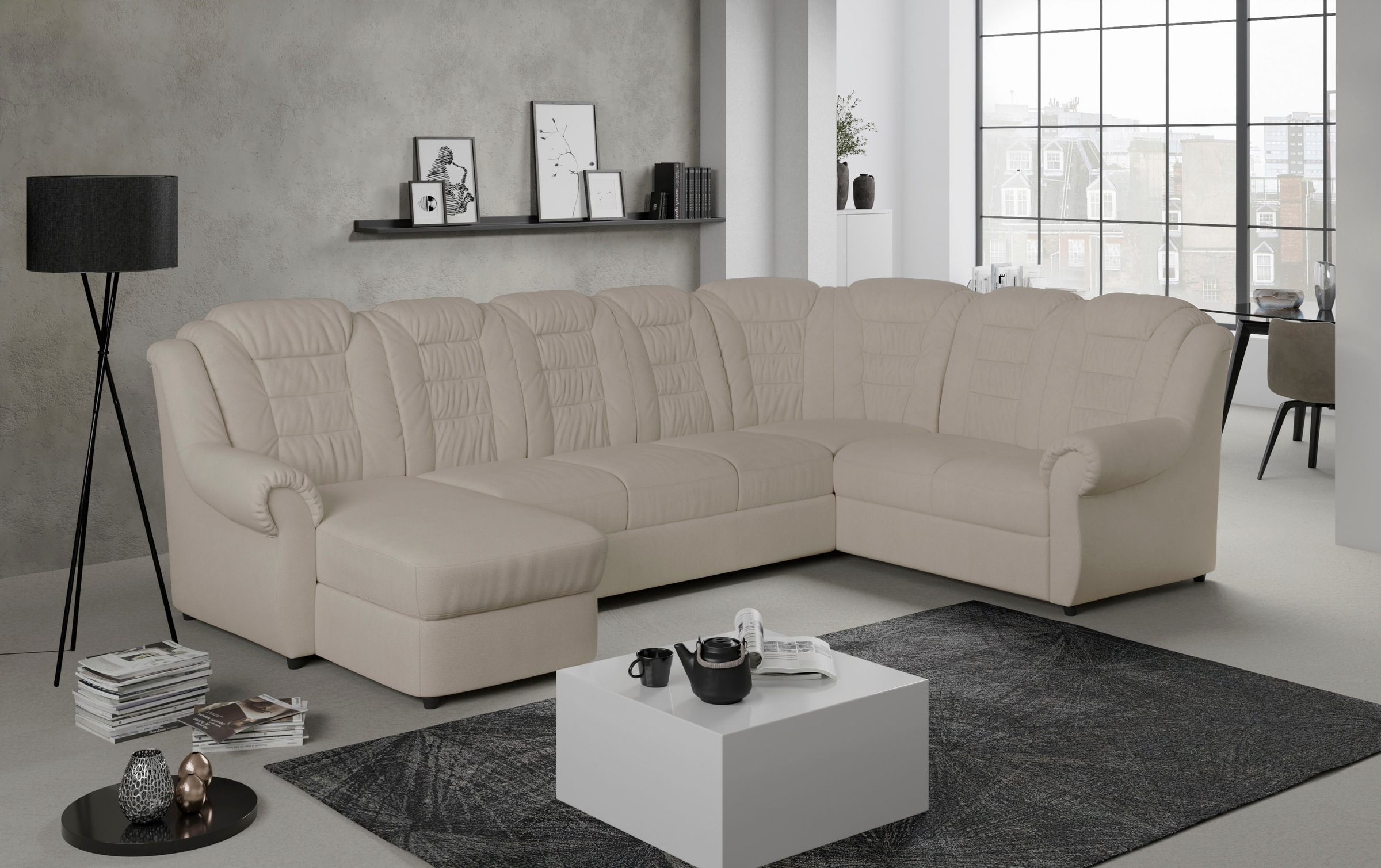 Home affaire Wohnlandschaft »Boston U-Form«, Gemütliche Wohnlandschaft mit hoher Rückenlehne in klassischem Design