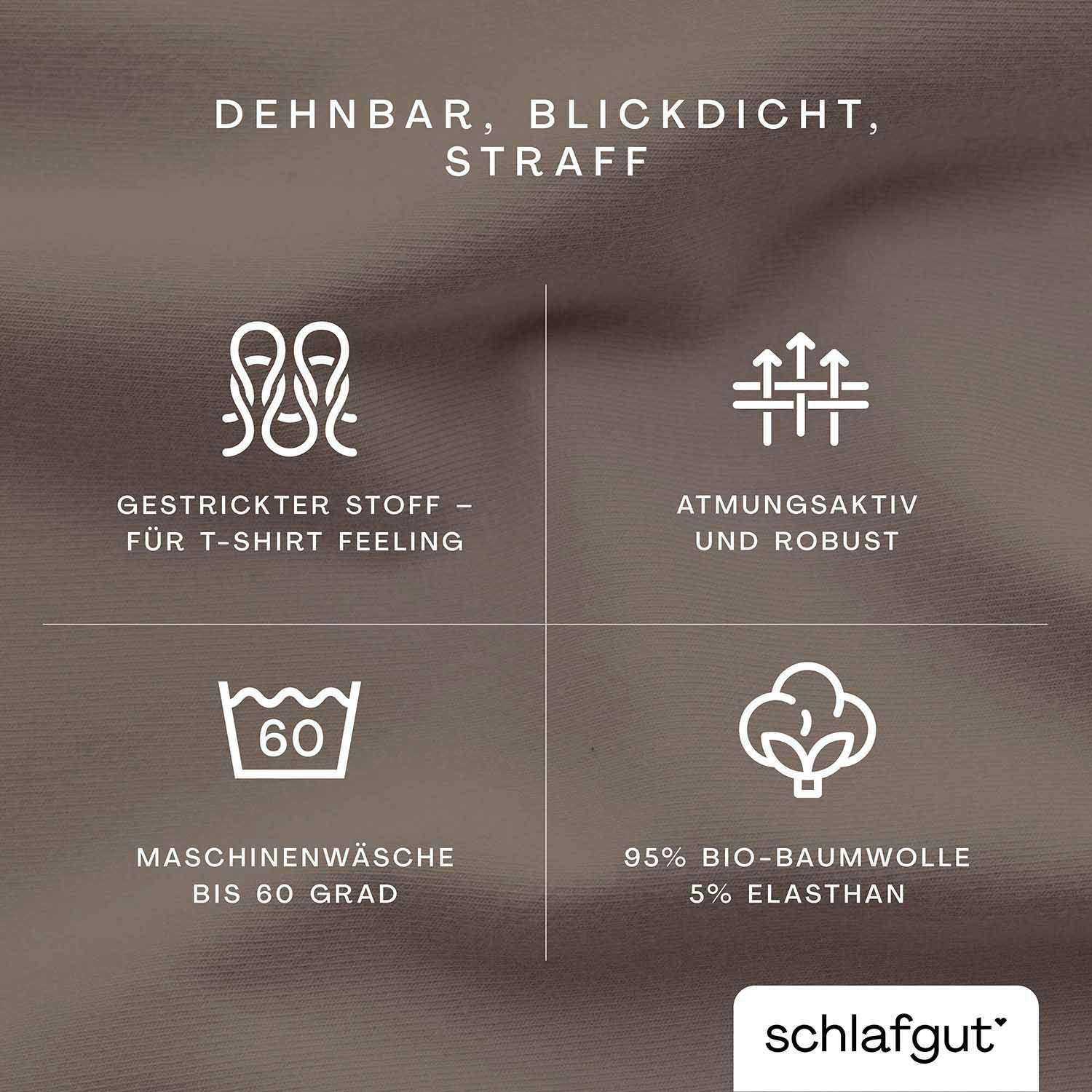 Schlafgut Spannbettlaken »PURE Bio-Baumwolle mit Elasthan, dehnbar blickdicht, straff, Bettlaken«, PREMIUM Laken für Matratzen bis 30cm Höhe, in 90x200, 140x200, 180x200
