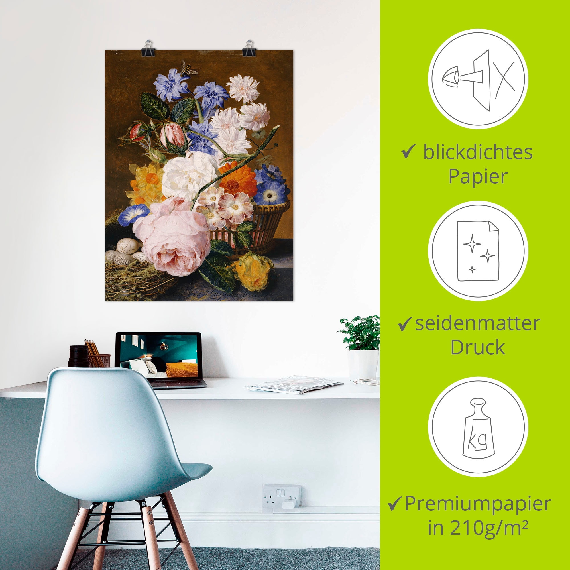 Artland Kunstdruck »Rosen Winden Osterglocken Astern«, Arrangements, (1 St.), als Leinwandbild, Wandaufkleber oder Poster in versch. Größen