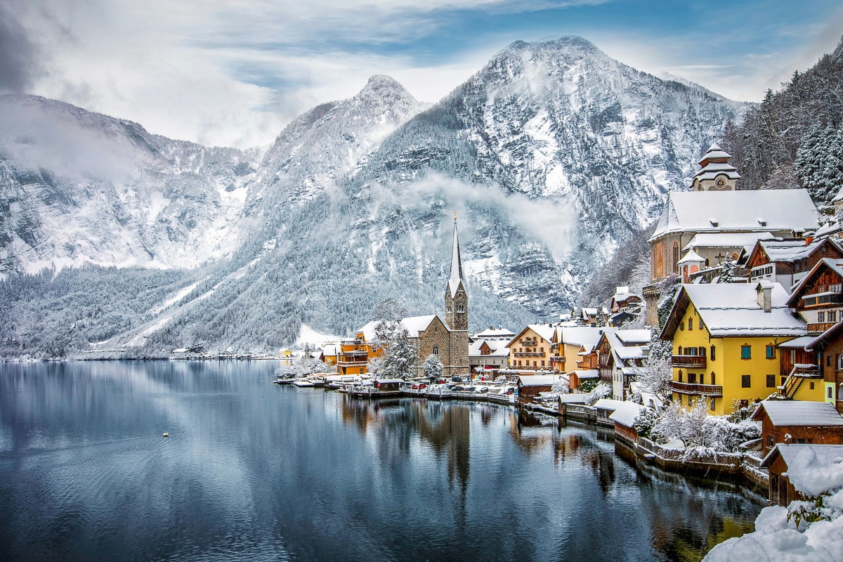 Papermoon Fototapete »See an Schneebergen« günstig online kaufen