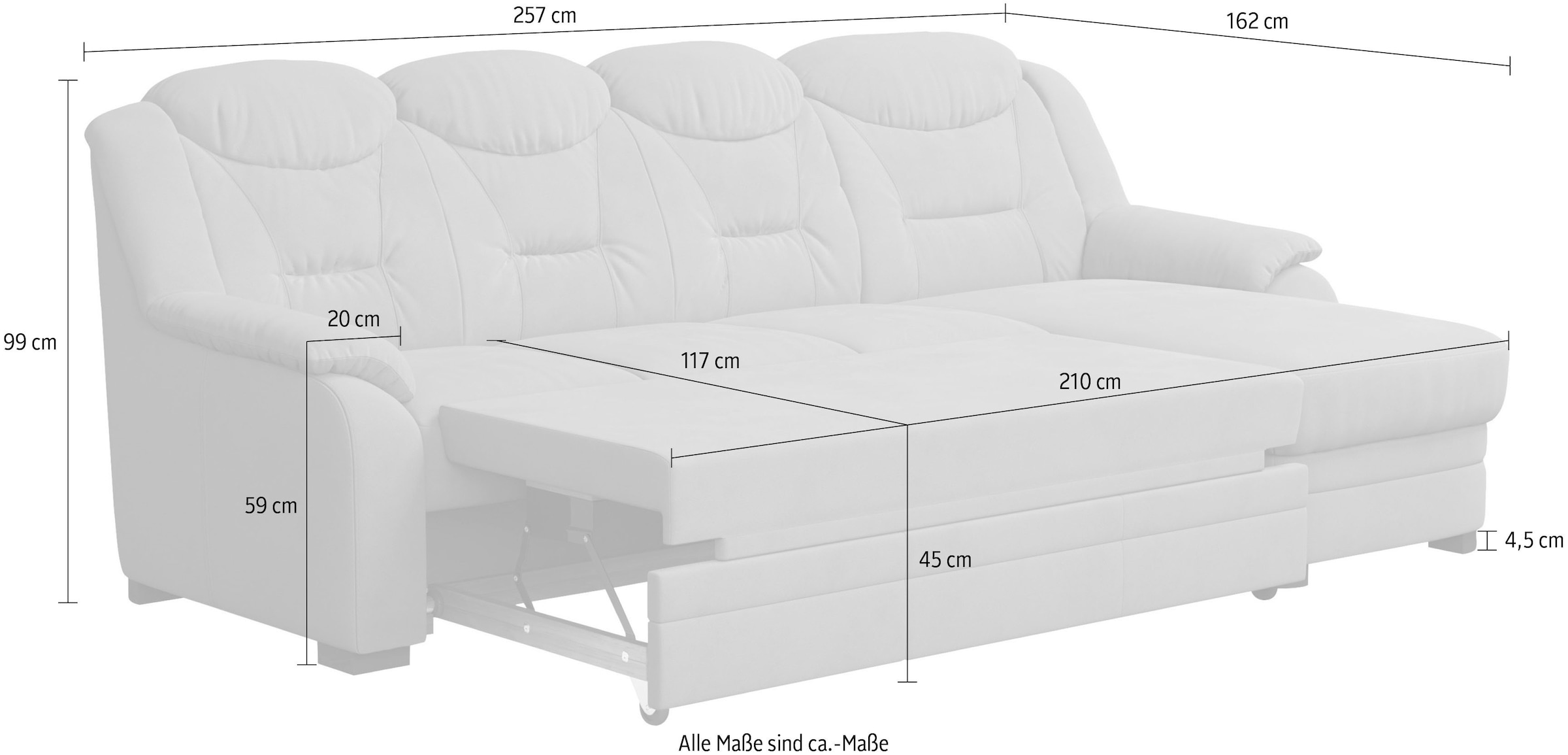 COTTA Ecksofa »Marcus L-Form«, wahlweise mit Bettfunktion