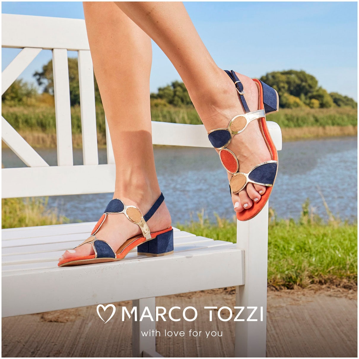 MARCO TOZZI Sandalette  , Blockabsatz, Sommerschuh, Riemchensandale mit verstellbarer Schnalle