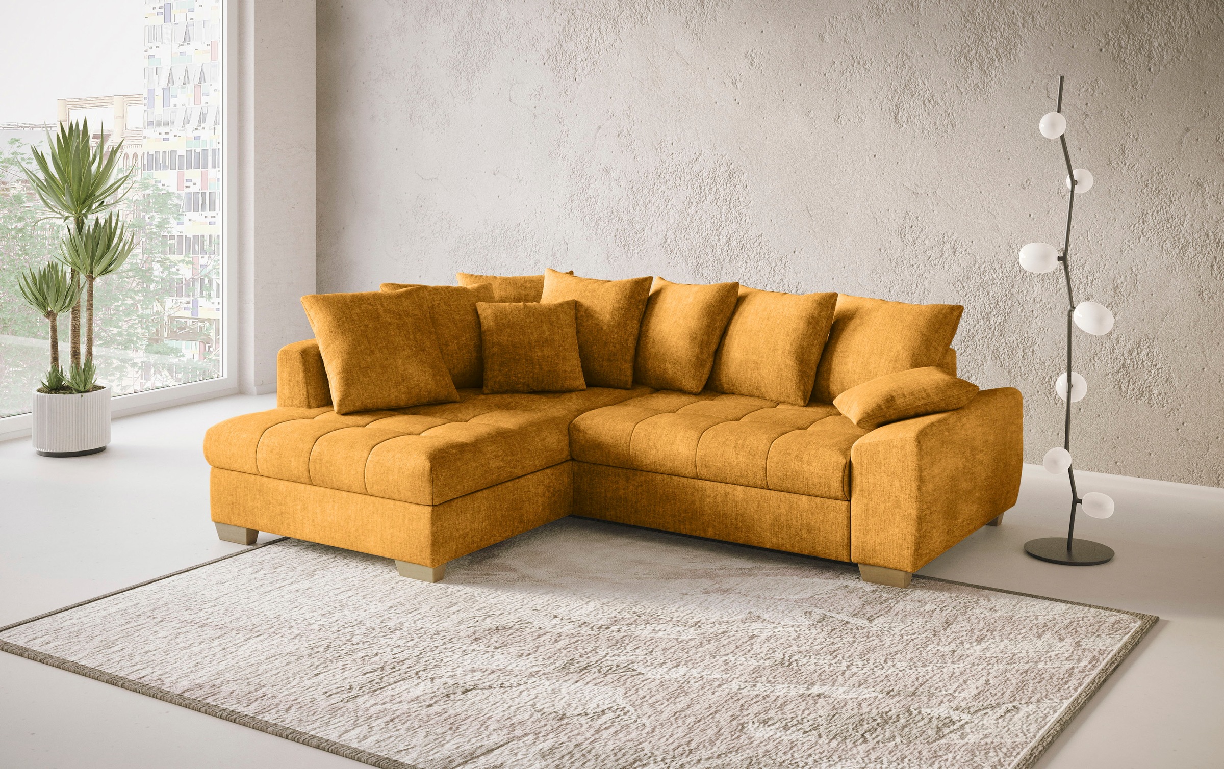 Mr. Couch Ecksofa »Nikita II, L-Form«, Wahlweise mit Bettfunktion, Bettkasten & RGB-LED-Beleuchtung