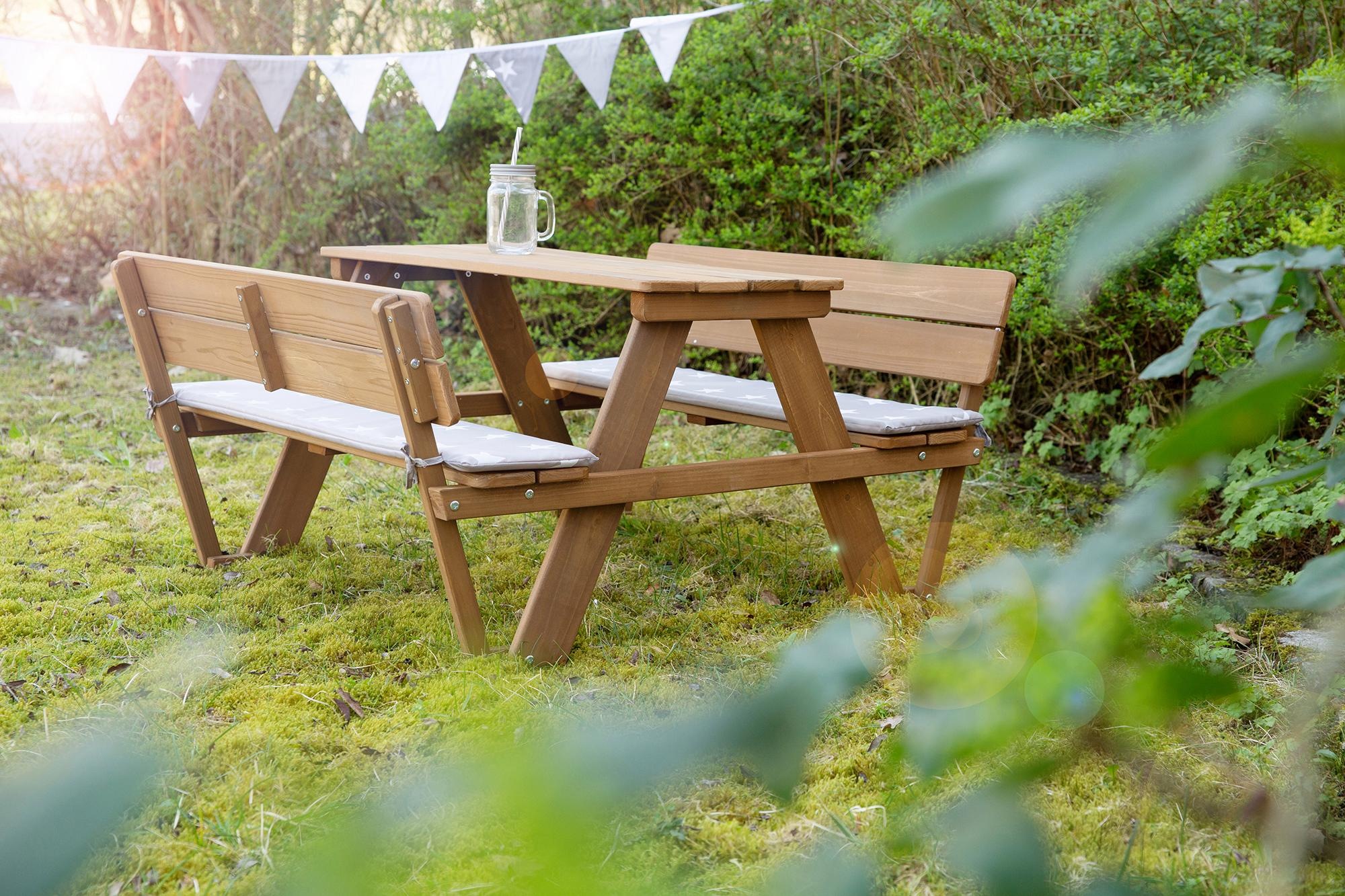 roba® Kindersitzgruppe »Picknick for 4 Outdoor Deluxe, Teakholz-Optik«, mit Lehne