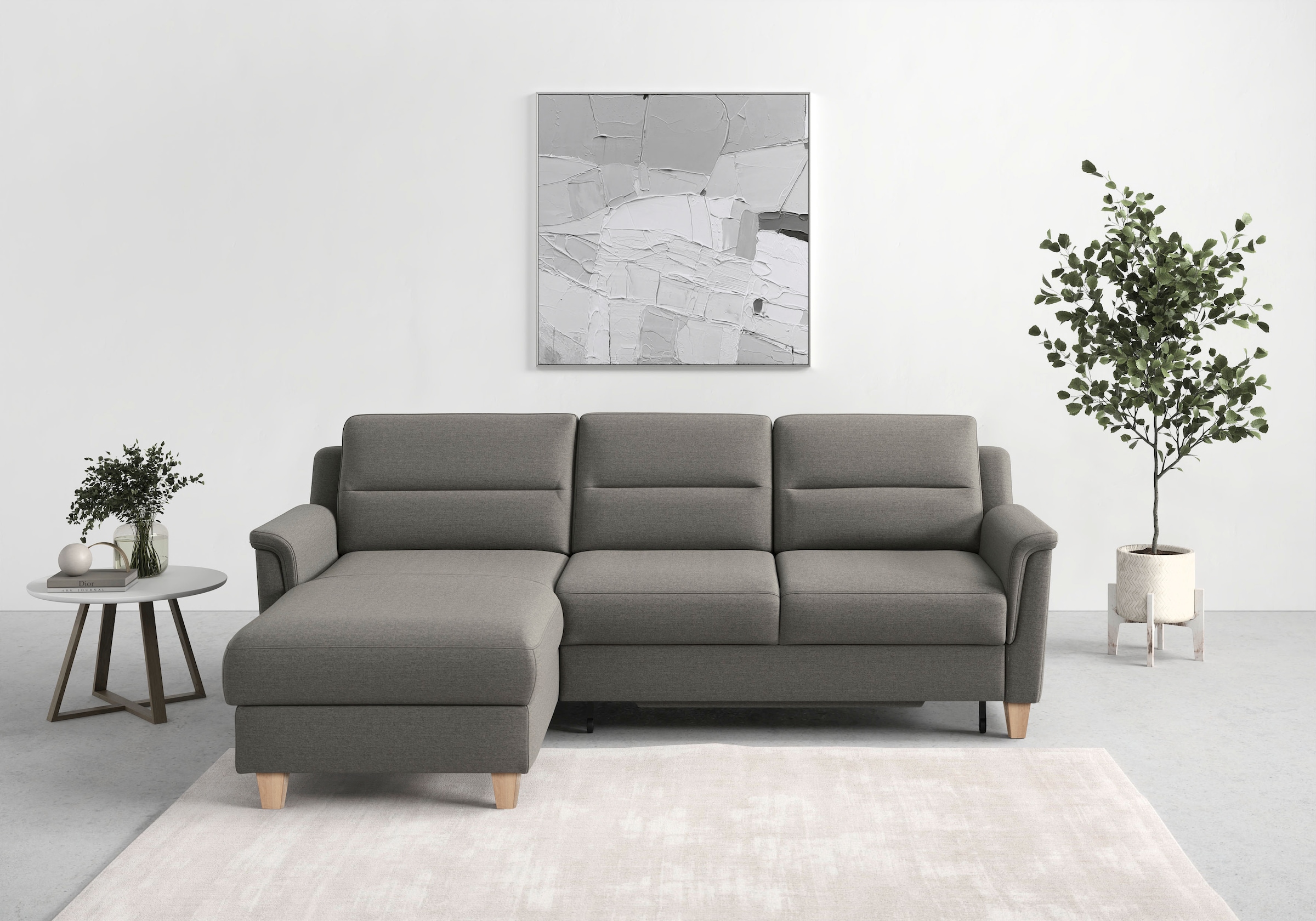 sit&more Ecksofa »Farö L-Form«, inklusive Federkern, wahlweise mit Bettfunktion und Bettkasten