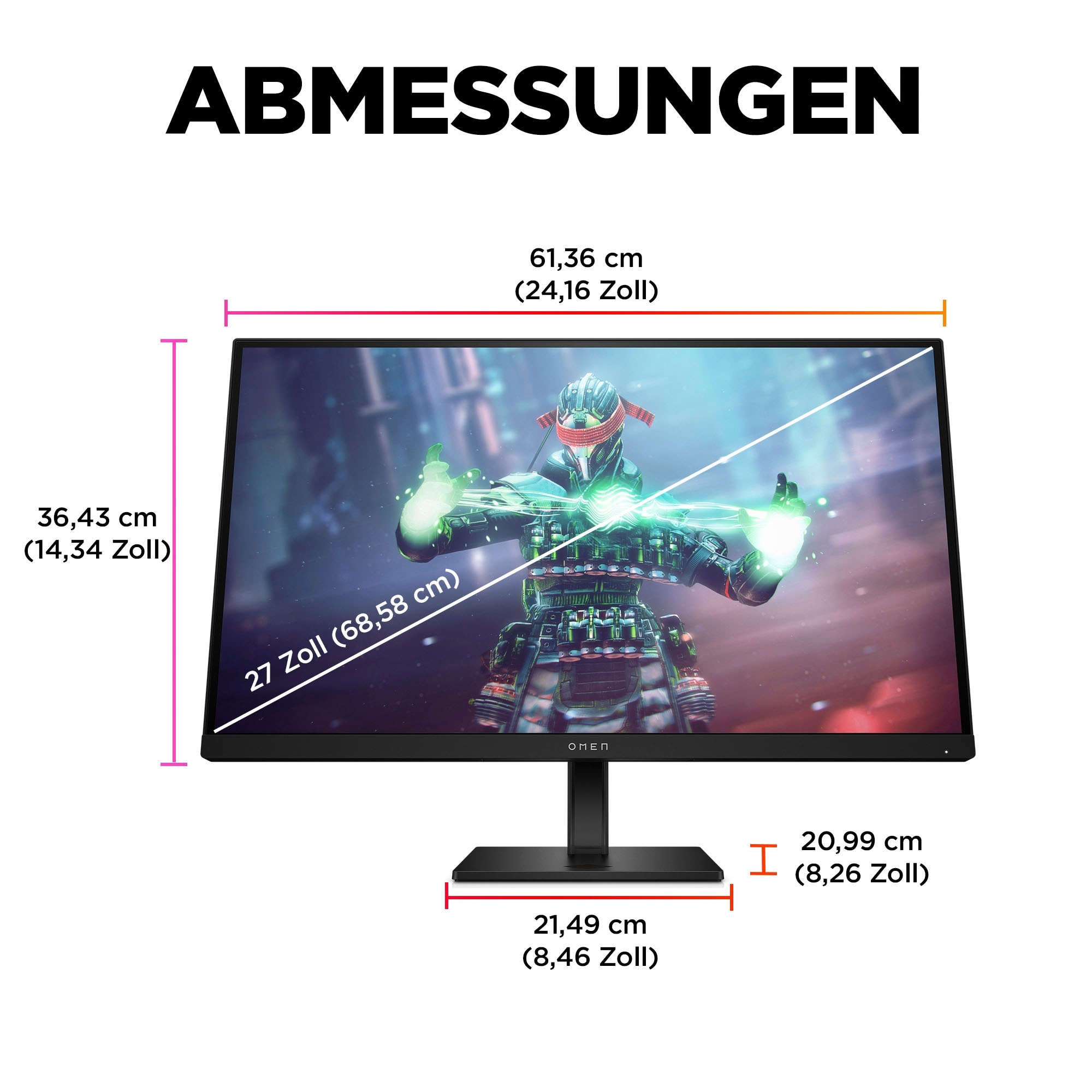 HP Gaming-Monitor »OMEN 27k (HSD-0162-A)«, 69 cm/27 Zoll, 3840 x 2160 px, 4K Ultra HD, 1 ms Reaktionszeit, 144 Hz