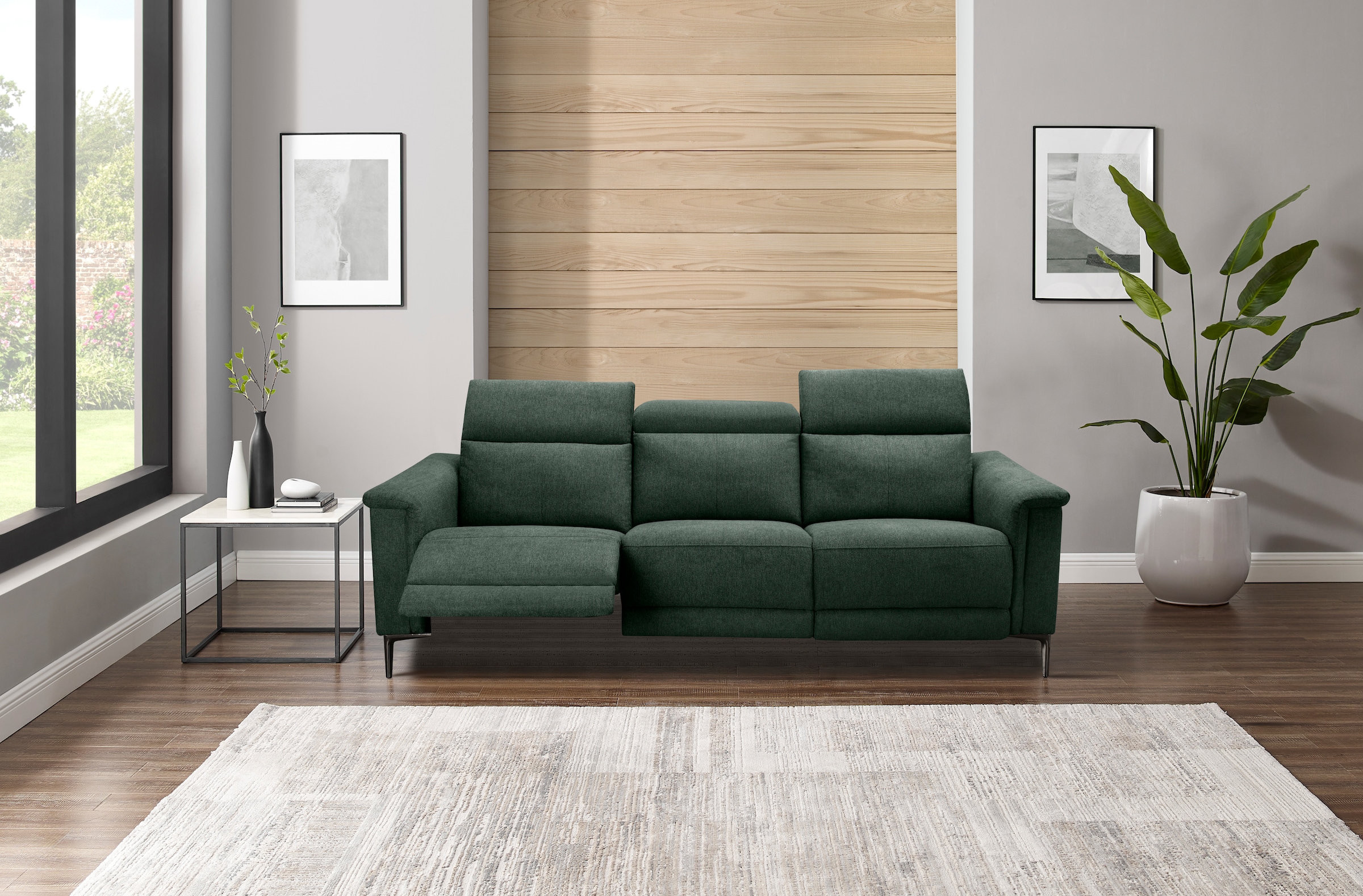 Places of Style 3-Sitzer Lund, in  Leder und Webstoff lieferbar