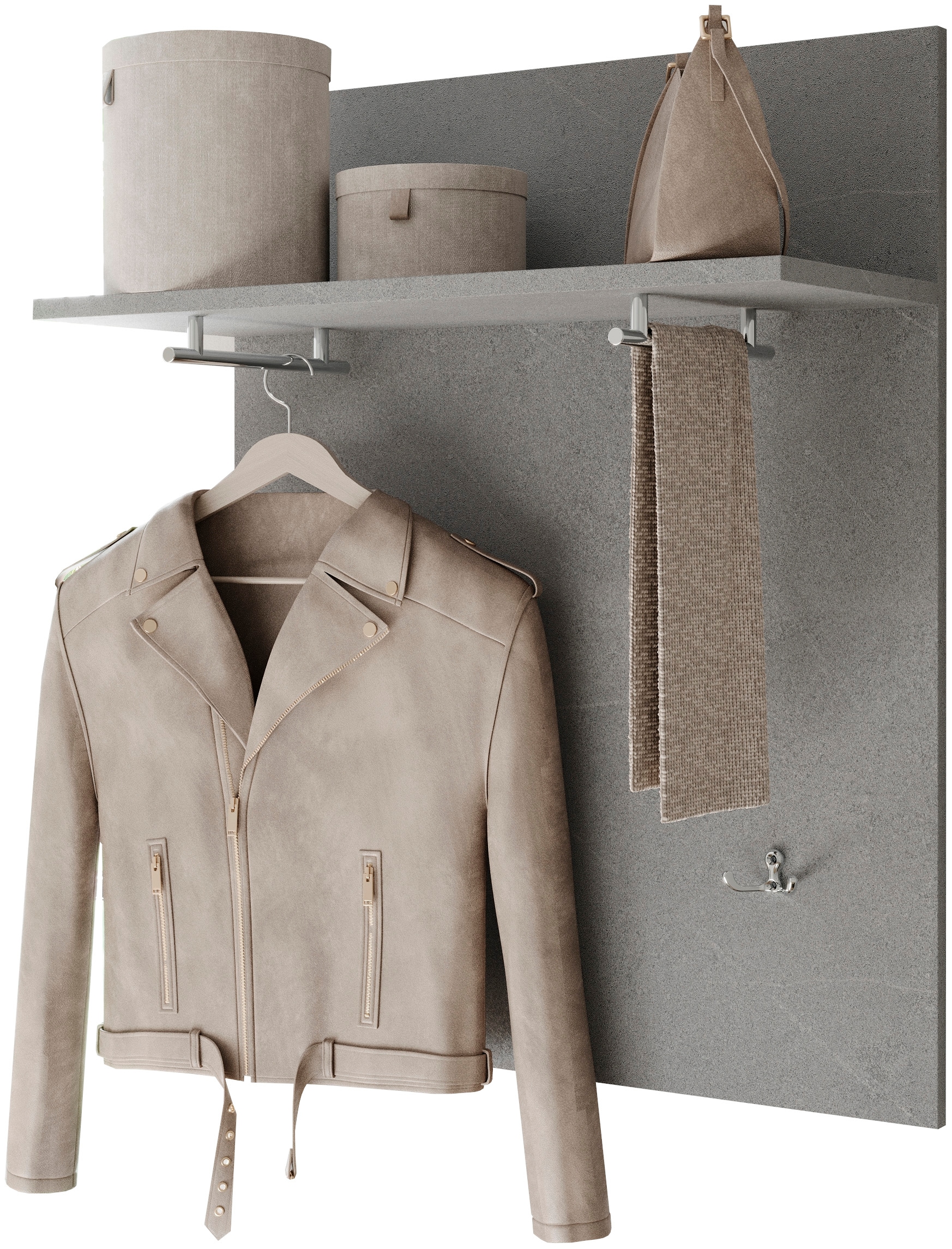 INOSIGN Garderobenpaneel »Pratiko, Breite 63 cm, Höhe 78 cm, Wandpaneel, Wandgarderobe,«, Flurgarderobe mit Ablage, 2 Kleiderstangen, 2 Kleiderhaken