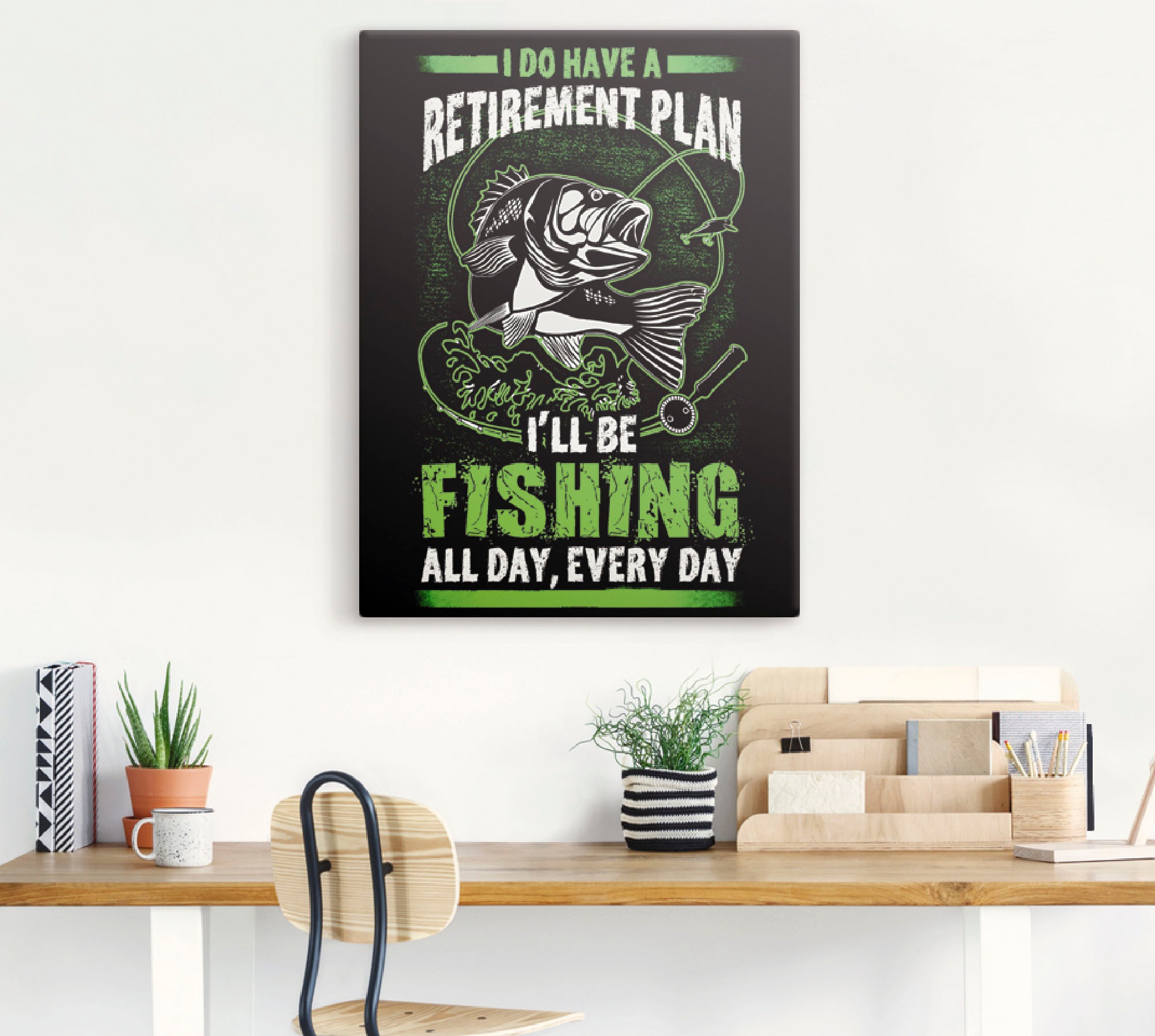 Artland Leinwandbild »Witziges Bild für Angler«, Humor, (1 St.), auf Keilrahmen gespannt