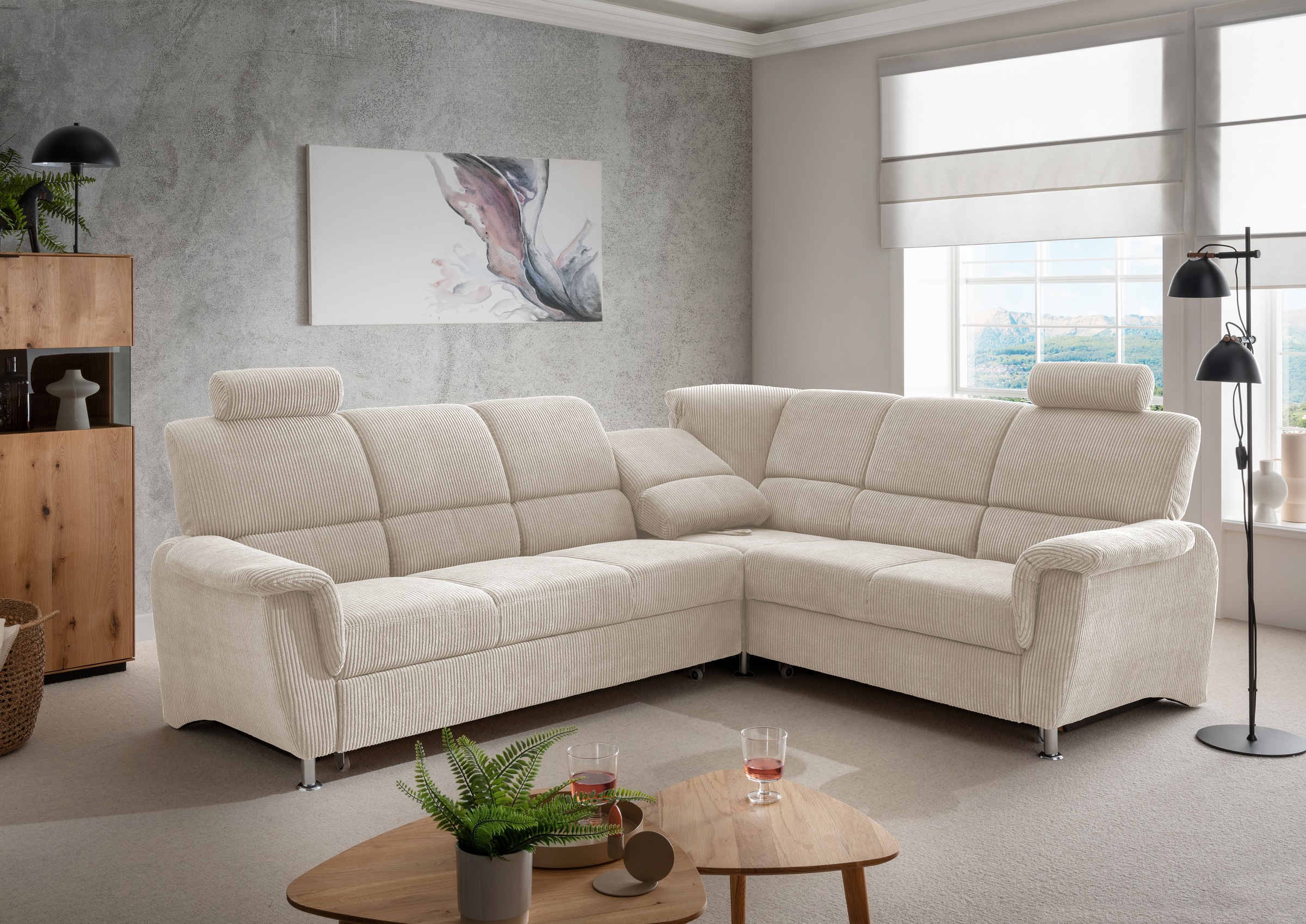 Home affaire Ecksofa »Pisa L-Form, mit Schlaffunktion, Stauraum, 2x höhenve günstig online kaufen