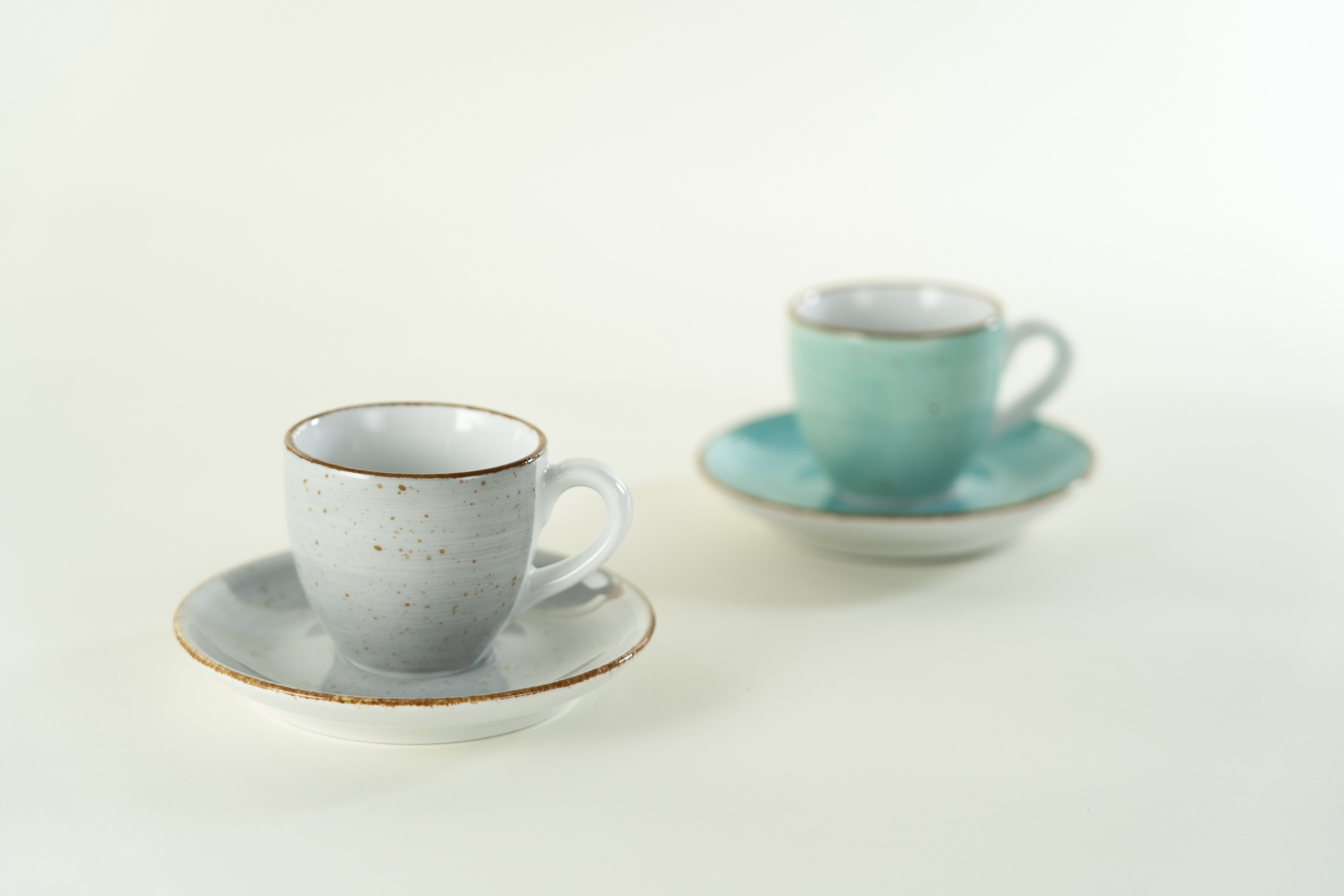 CreaTable Espressotasse »Vintage Nature Stein, Espresso-Set, 8-tlg.«, (Set, 8 tlg.), Handgemalt, Gesprenkelt, Rustikales Außenband