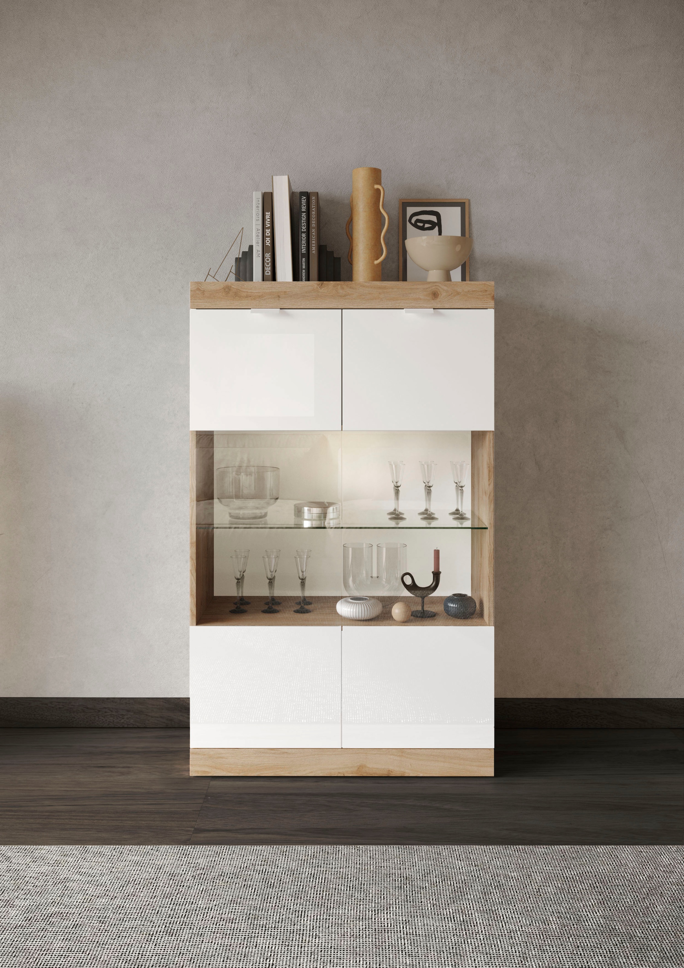 INOSIGN Vitrine "Slim", Breite 91 cm, weiß Hochglanz Lack günstig online kaufen