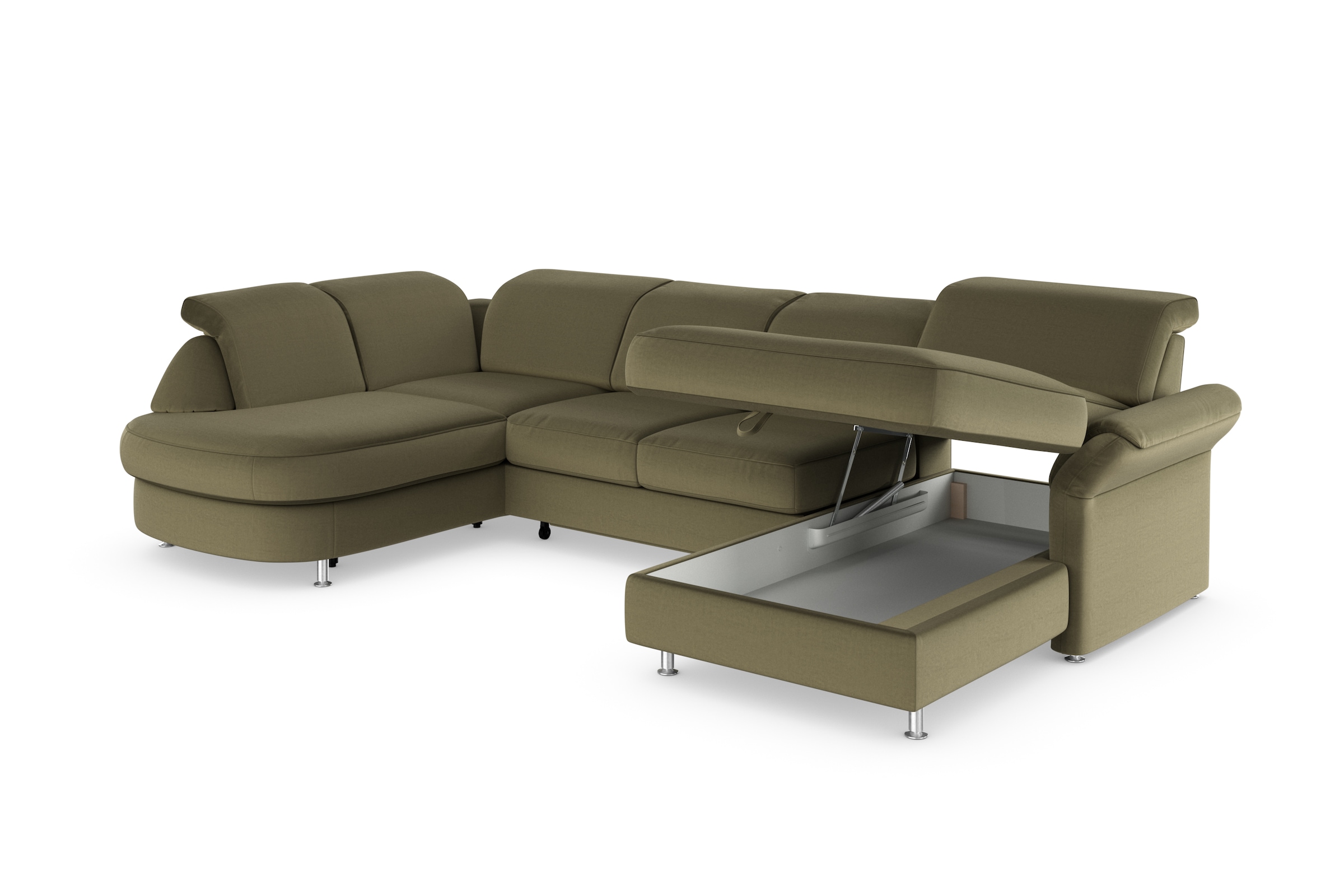 sit&more Wohnlandschaft »Apulia U-Form«, wahlweise Bettfunktion, Bettkasten und Kopf- und Armteilverstellung
