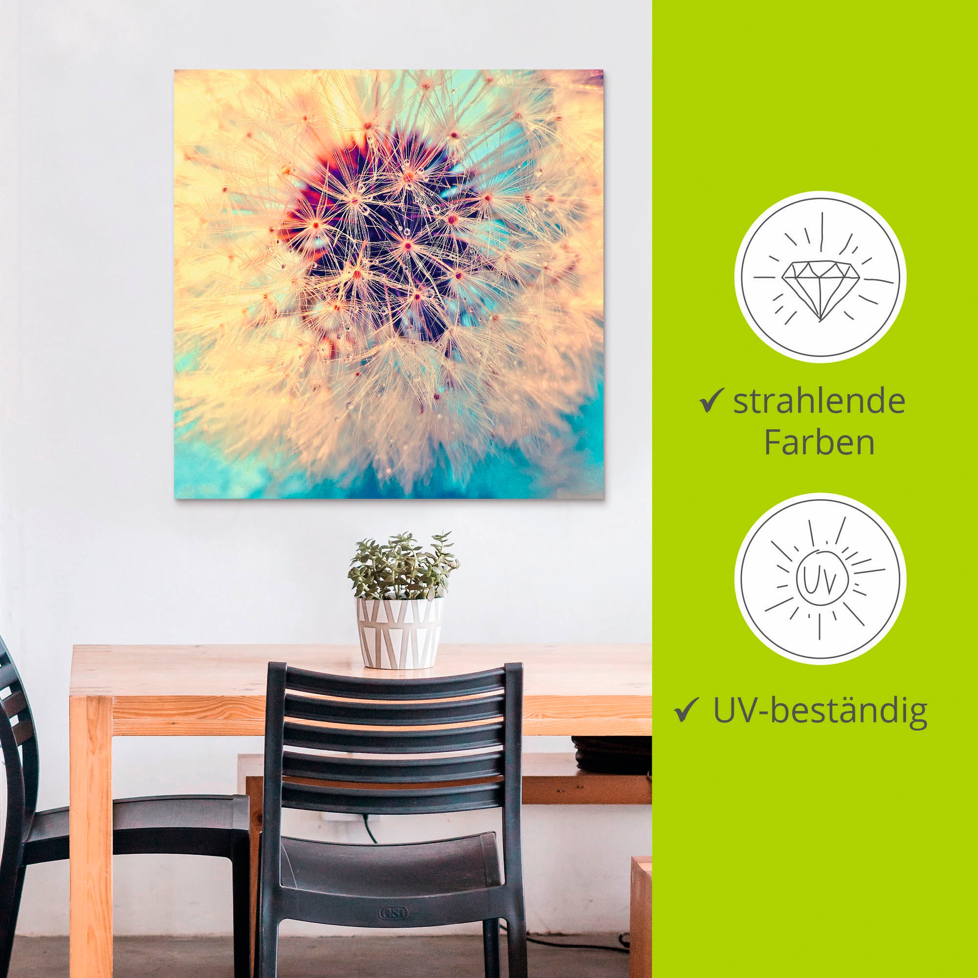 Artland Wandbild »Pusteblume ganz nah«, Blumen, (1 St.), als Alubild, Outdoorbild, Leinwandbild, Poster in verschied. Größen