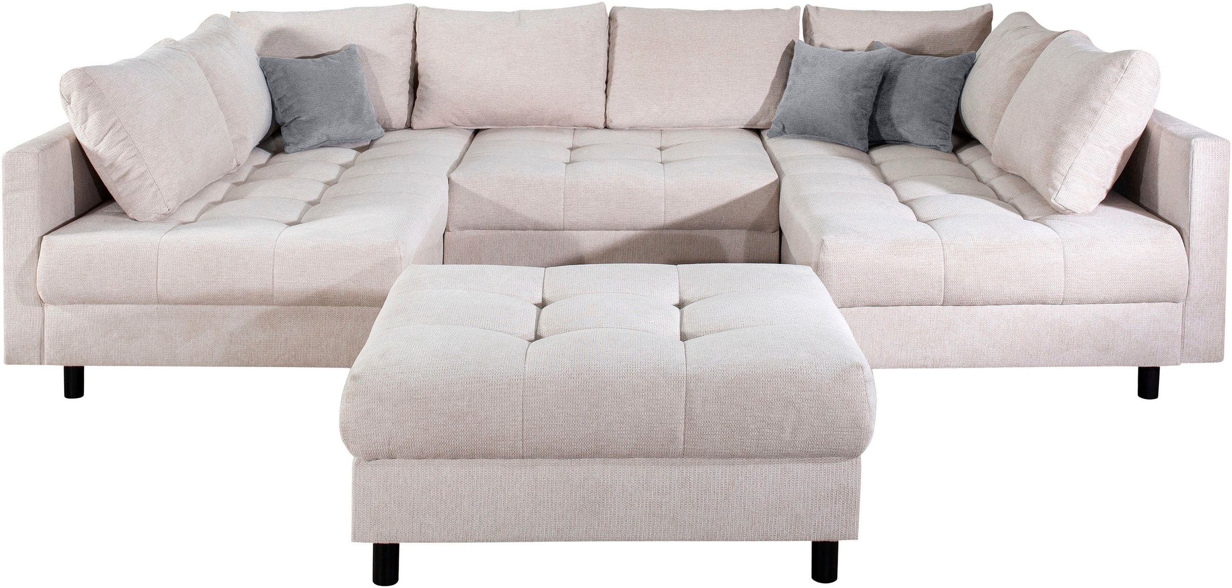 COLLECTION AB Wohnlandschaft »Toni U-Form, B: 298 cm« mit Hocker & 3 Zierki günstig online kaufen