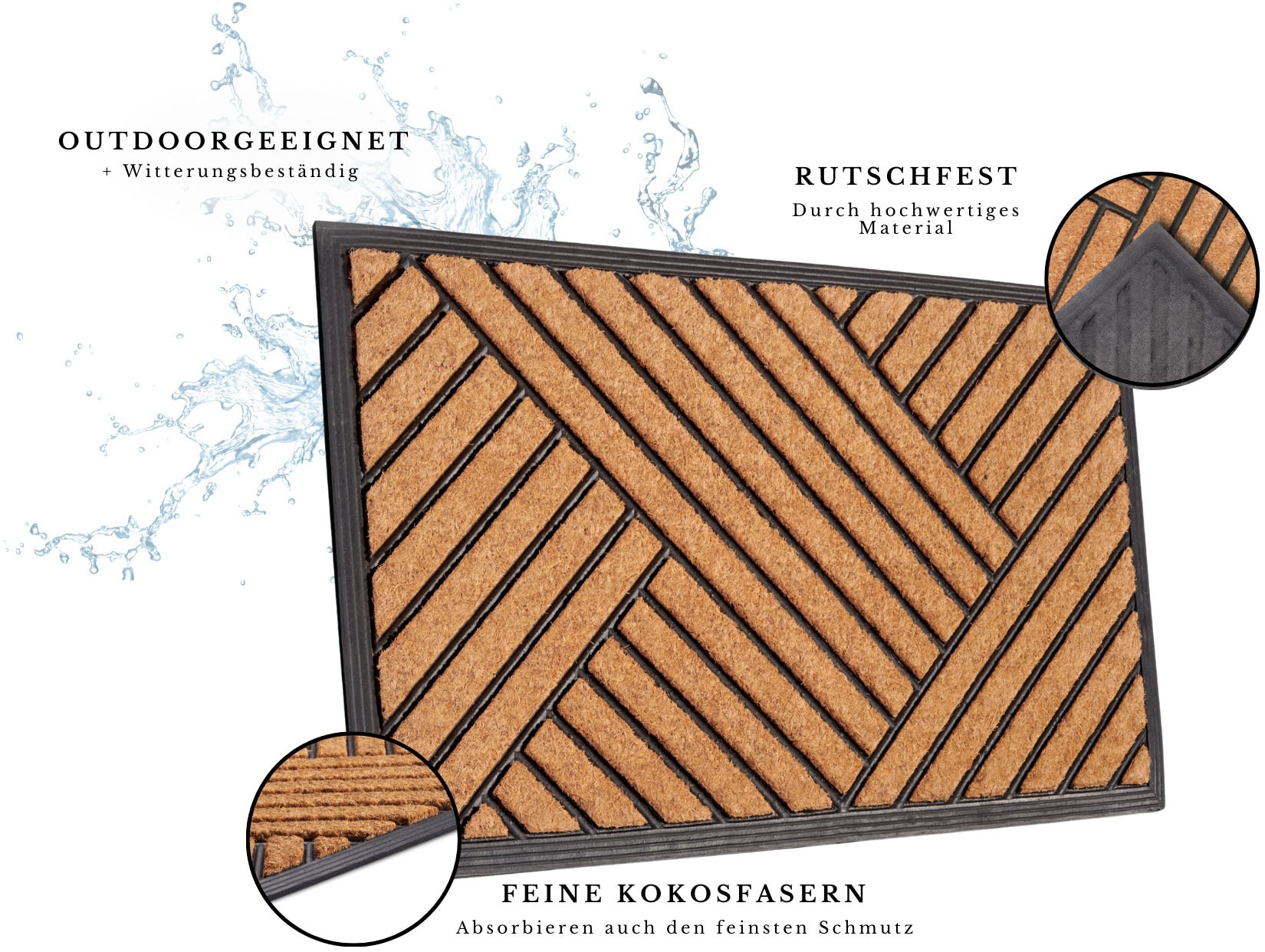 HANSE Home Fußmatte »Mix Mats Gummi Kokos Crossings, Türmatte«, rechteckig, 20 mm Höhe, Strapazierfähig, pflegeleicht, robust, wetterfest, UV-beständig