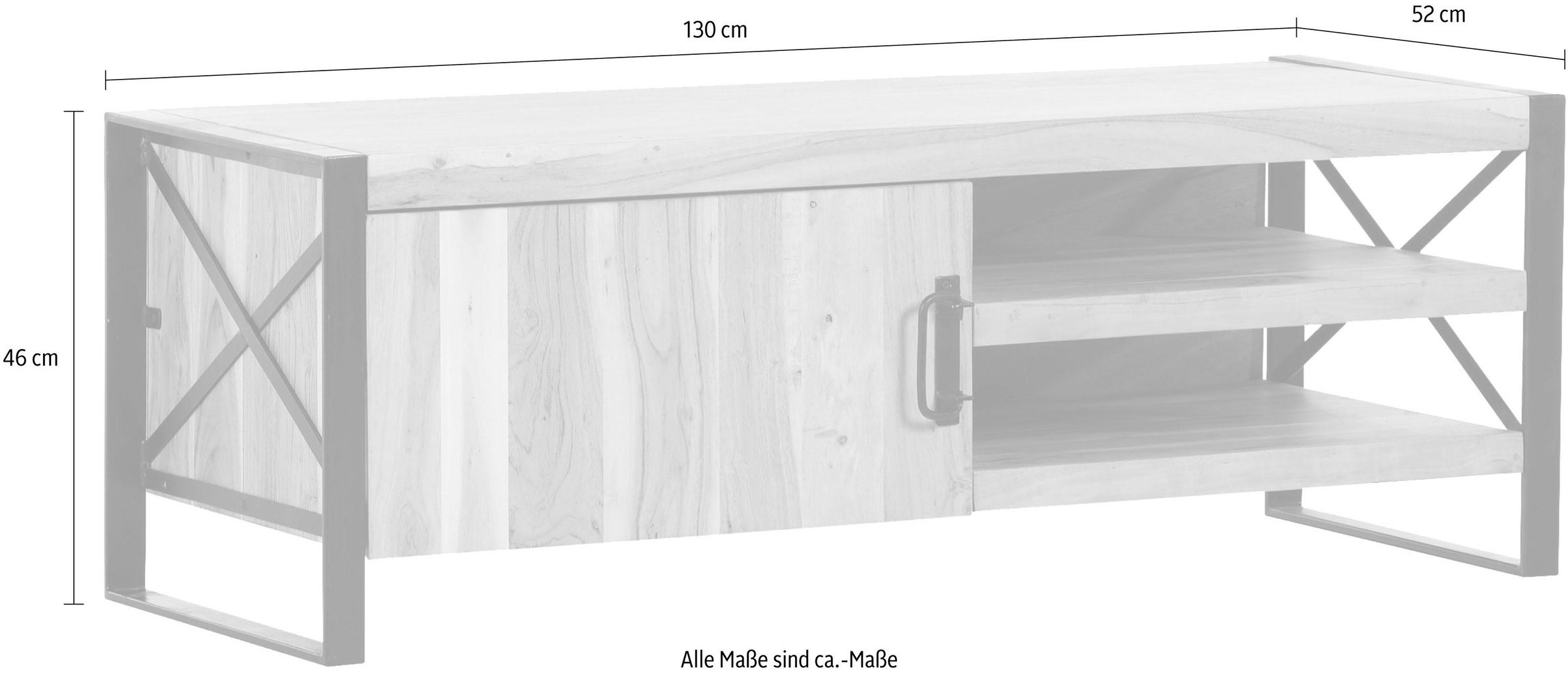 Gutmann Factory Lowboard »Downtown«, Kommode aus massivem Akazienholz, Breite 130 cm