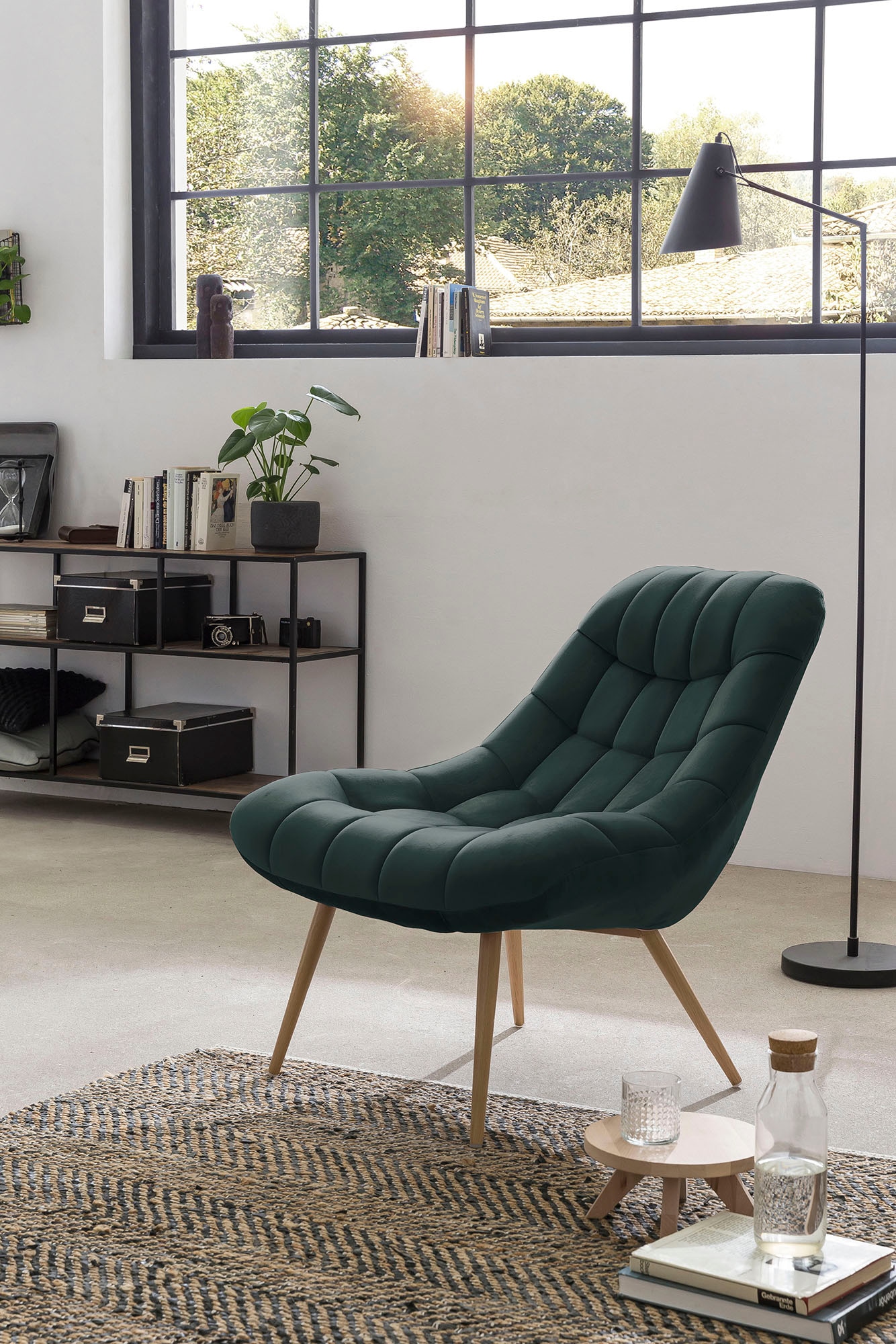 SalesFever Relaxsessel, mit XXL-Steppung, mit schwarzen oder naturfarbenen günstig online kaufen