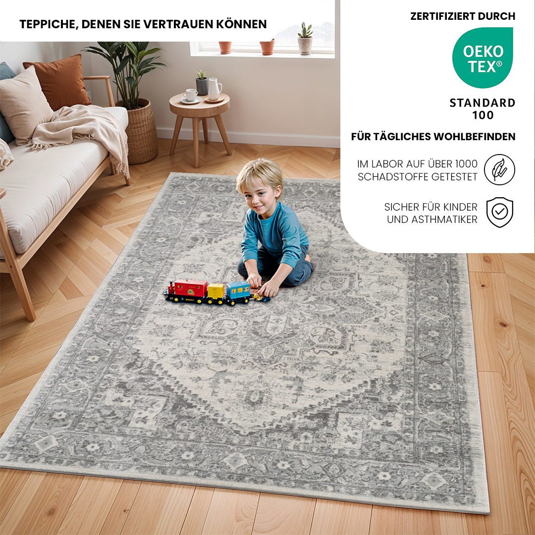 Livabliss Teppich »MENDOZA«, rechteckig, 8 mm Höhe, Vintage Orientteppich, Kurzflor Boho Wohnzimmerteppich, Läufer