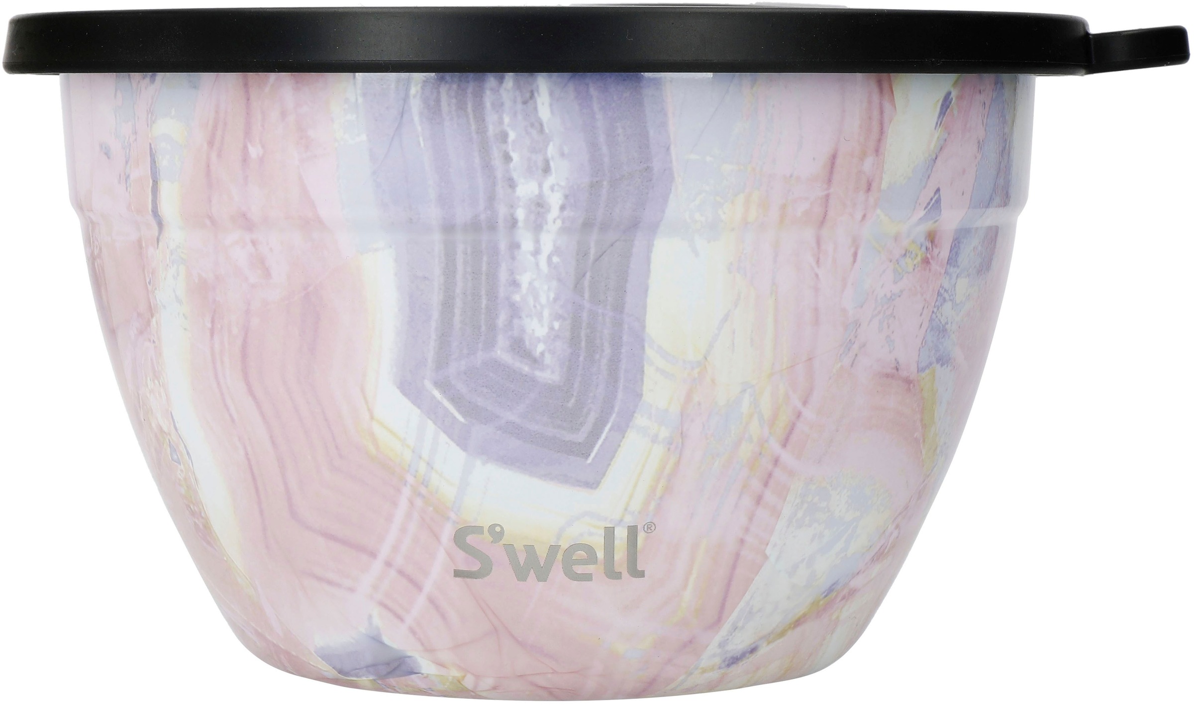 S'well Salatschüssel »S'well Calacatta Gold Salad Bowl Kit, 1.9L«, 3 tlg., aus Edelstahl, Therma-S'well®-Technologie mit vakuumisolierten Außenschale