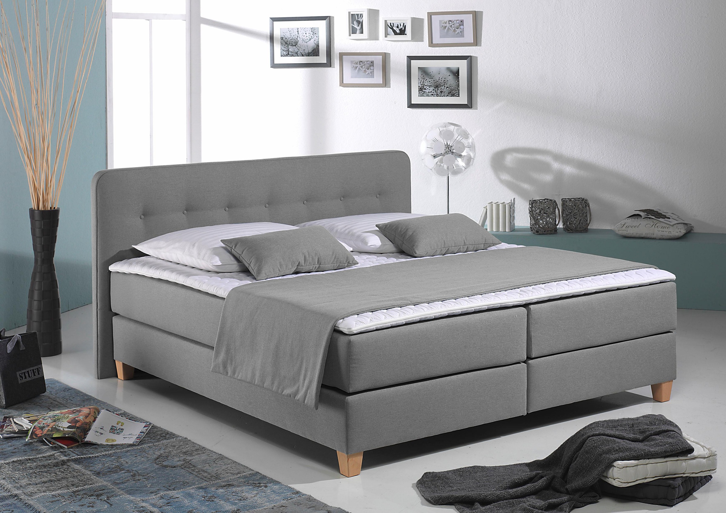 Bild von Home affaire Boxspringbett »Fargo«, in Überlänge 220 cm, mit Topper, 3 Ausführungen, 4, Breiten