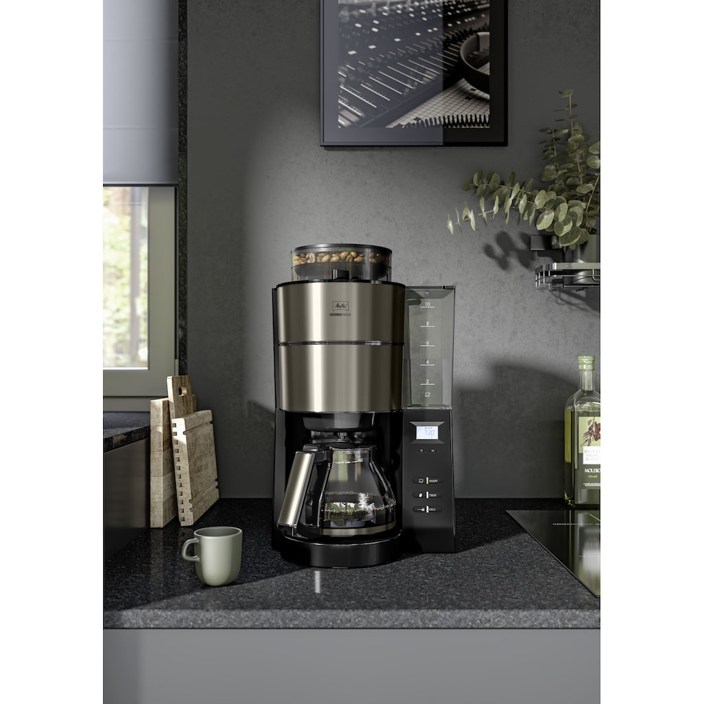 Melitta Kaffeemaschine mit Mahlwerk »AromaFresh«, 1,25 l Kaffeekanne, Papierfilter, 1x4