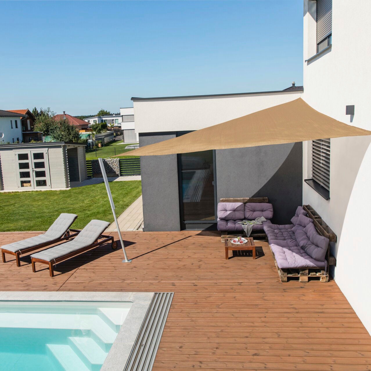 Windhager Sonnensegel »Capri Dreieck«, 5x5x5m, schilf