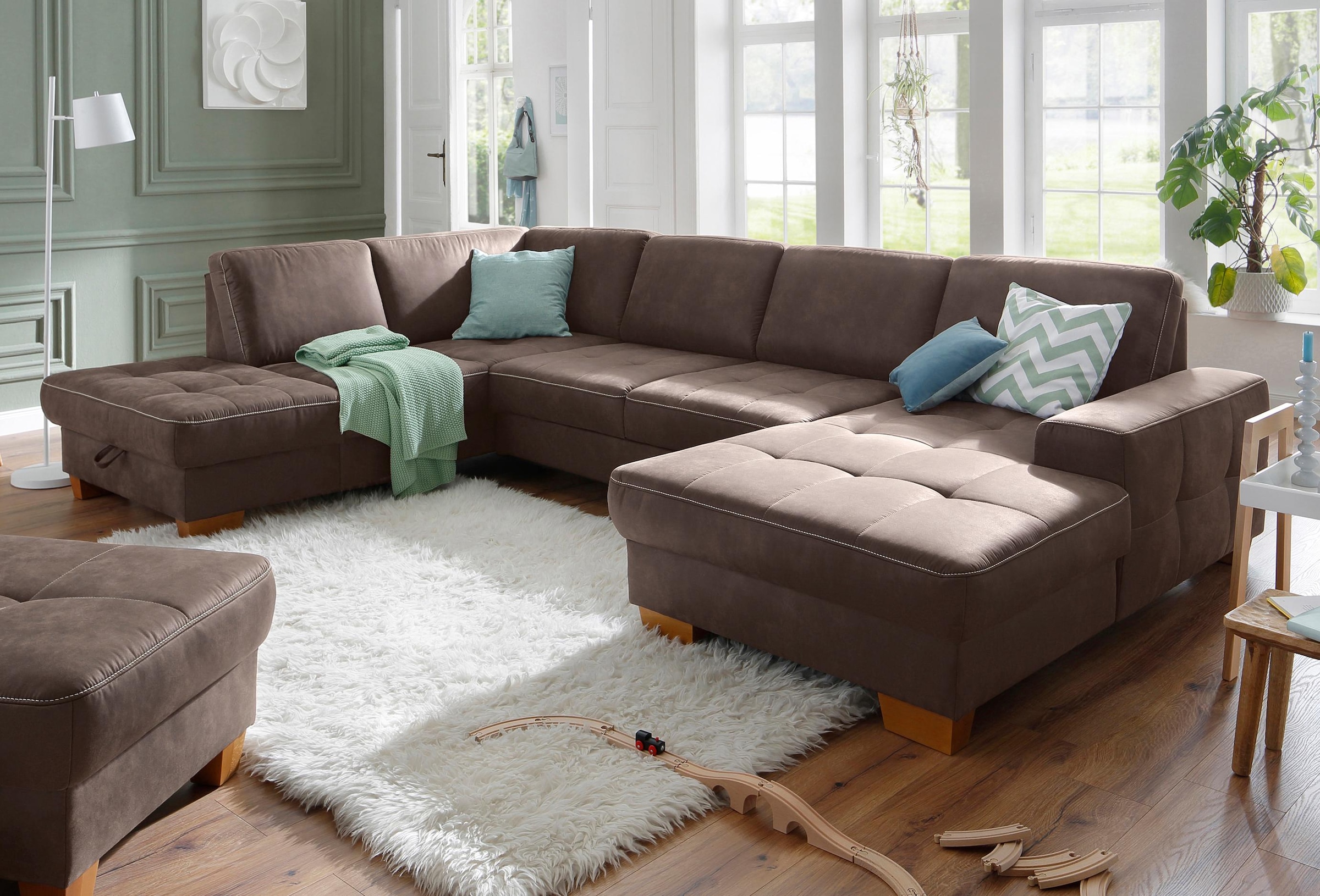 Home affaire Wohnlandschaft »Puccini U-Form« mit Federkern, Sitztiefenverst günstig online kaufen