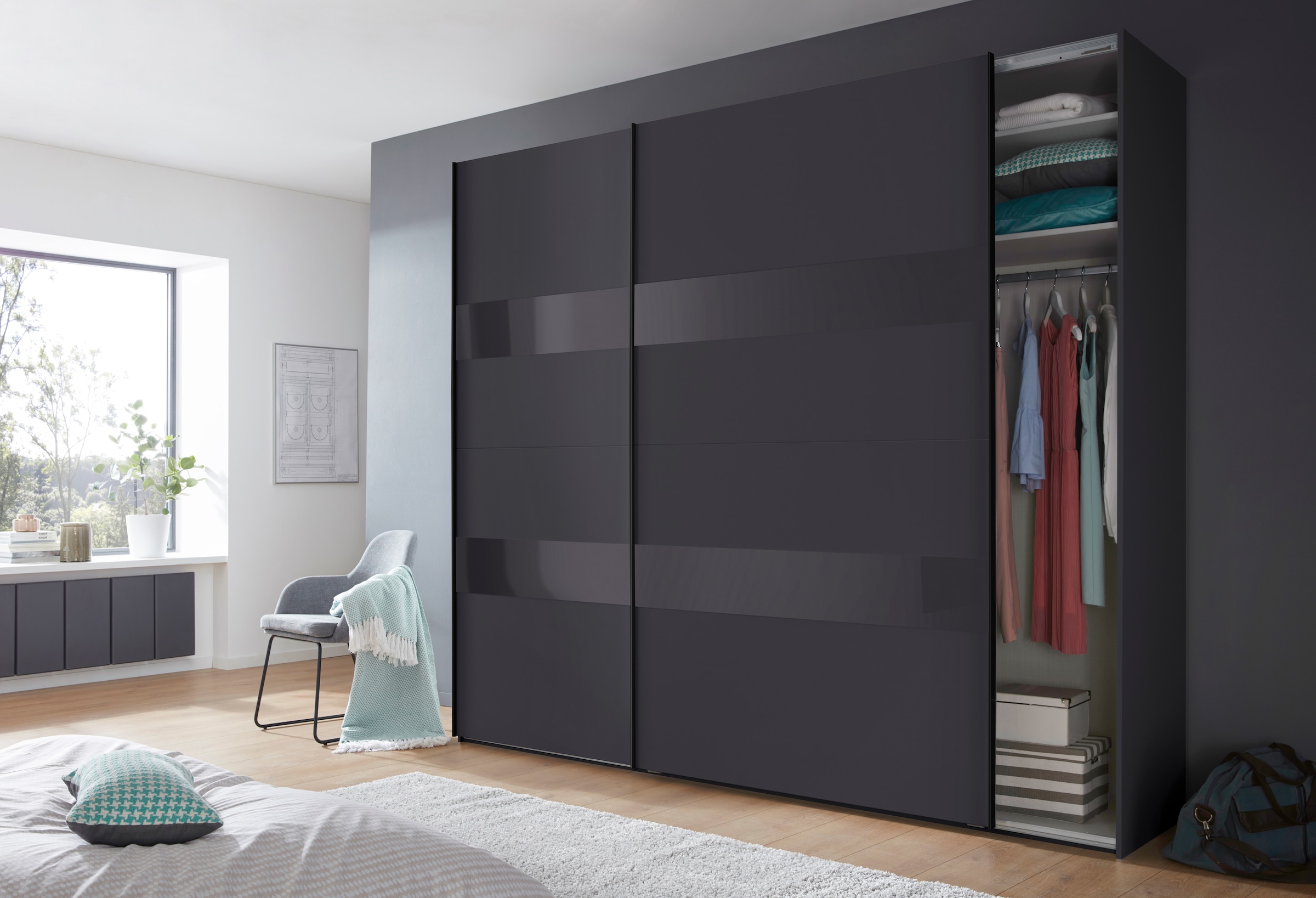 Wimex Schwebetürenschrank »Altona«, mit Glaselementen und zusätzlichen Einlegeböden