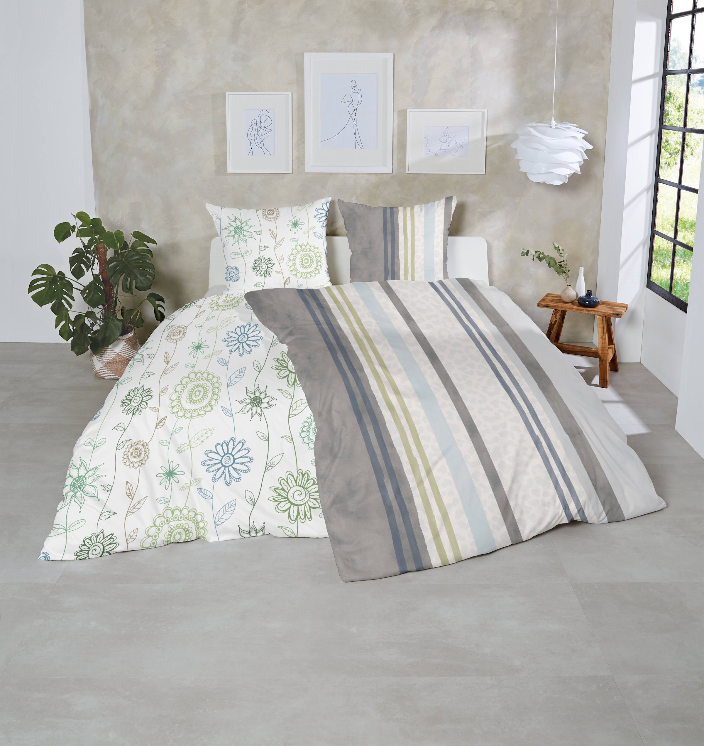 Primera Bettwäsche »Feinbiber-Bettwäsche Leo Stripe« 2 Stk. tlg. mit Leo-Struktur