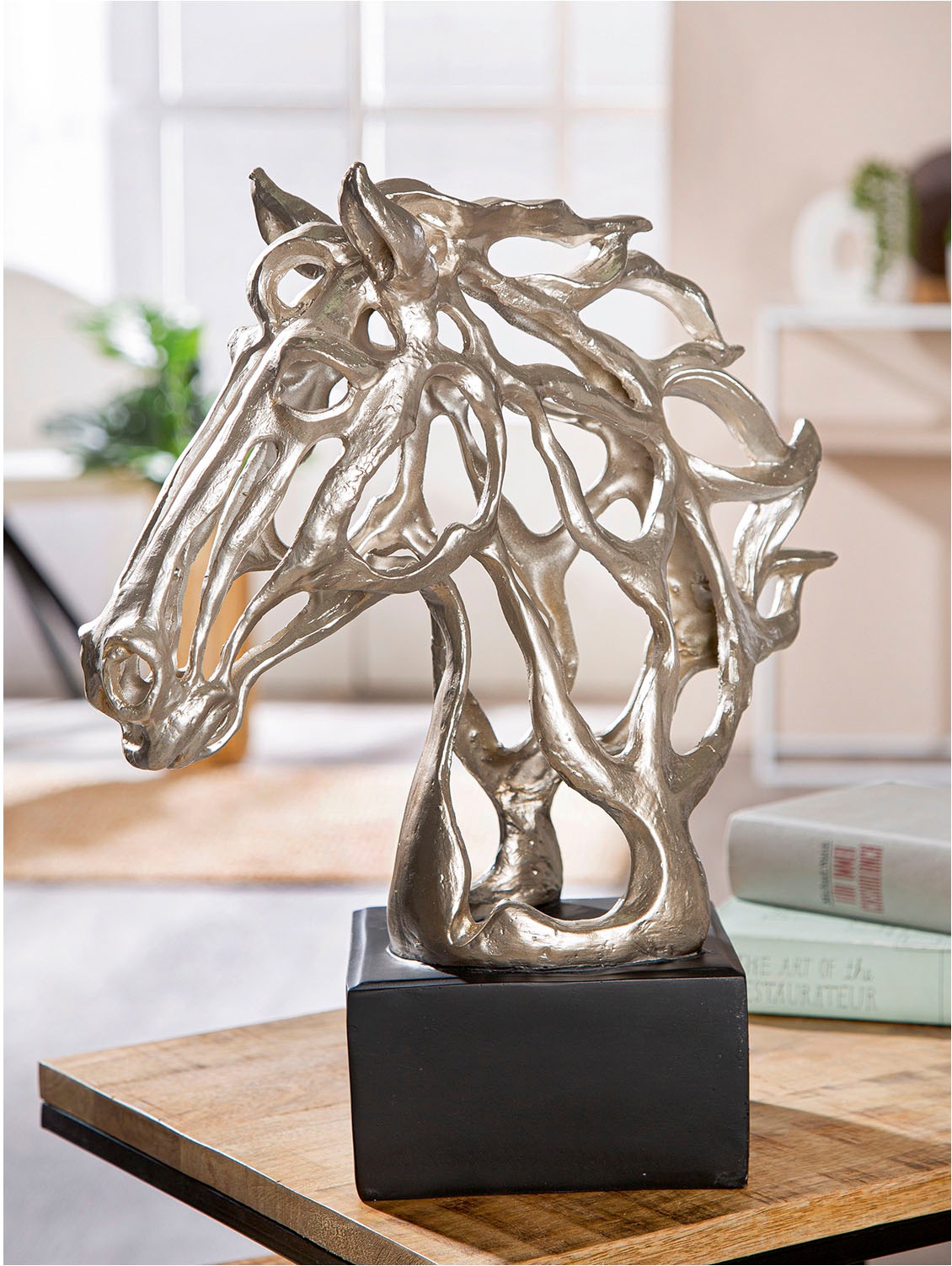 Casablanca by Gilde Dekoobjekt »Skulptur Pferd Cheval silberfarben H. 39,5 günstig online kaufen