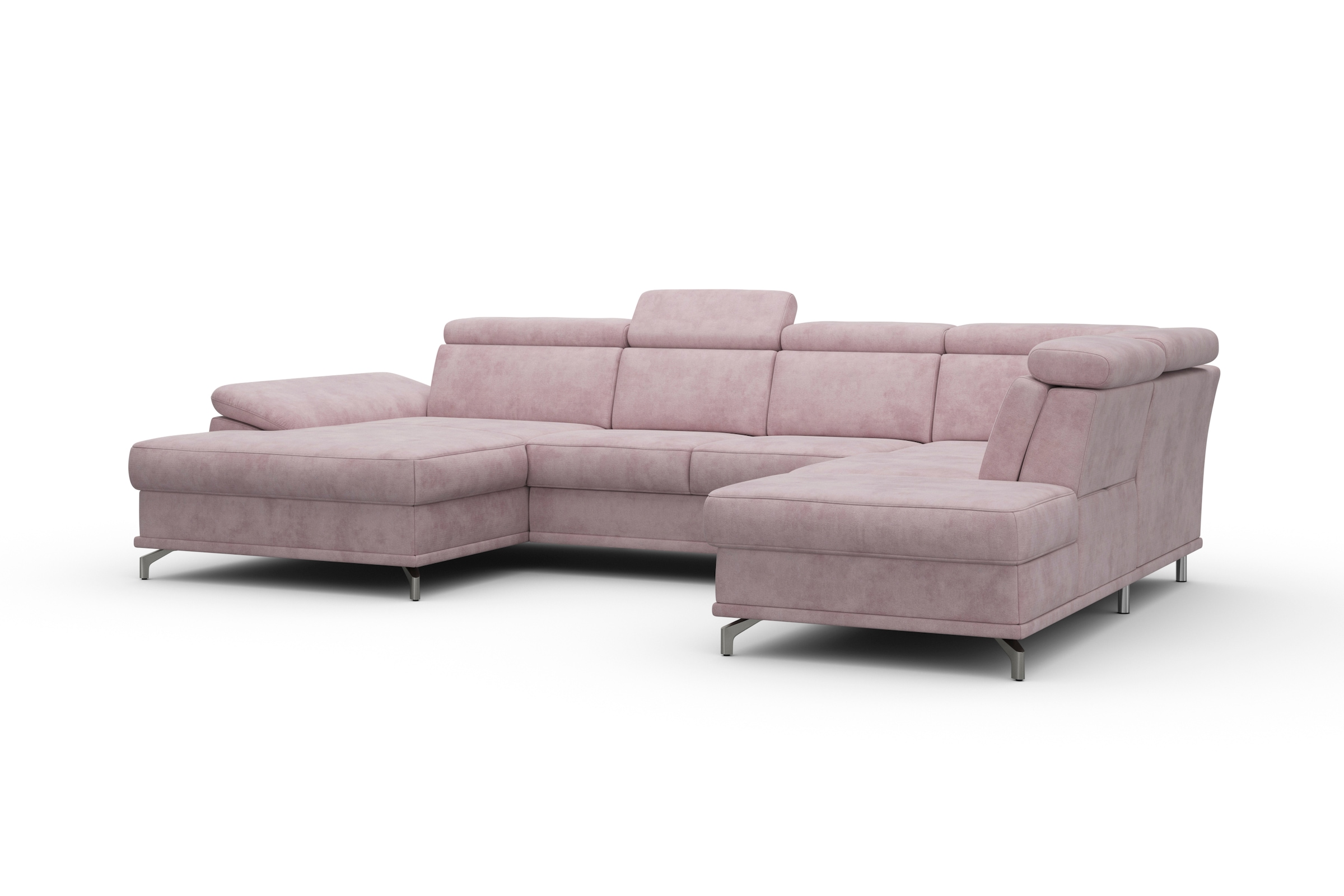 sit&more Wohnlandschaft »Cabrio U-Form, mit Sitztiefenverstellung, Arm- und Kopfteilverstellung«, 3 Nierenkissen, Federkern, optional Bettfunktion und Stauraum