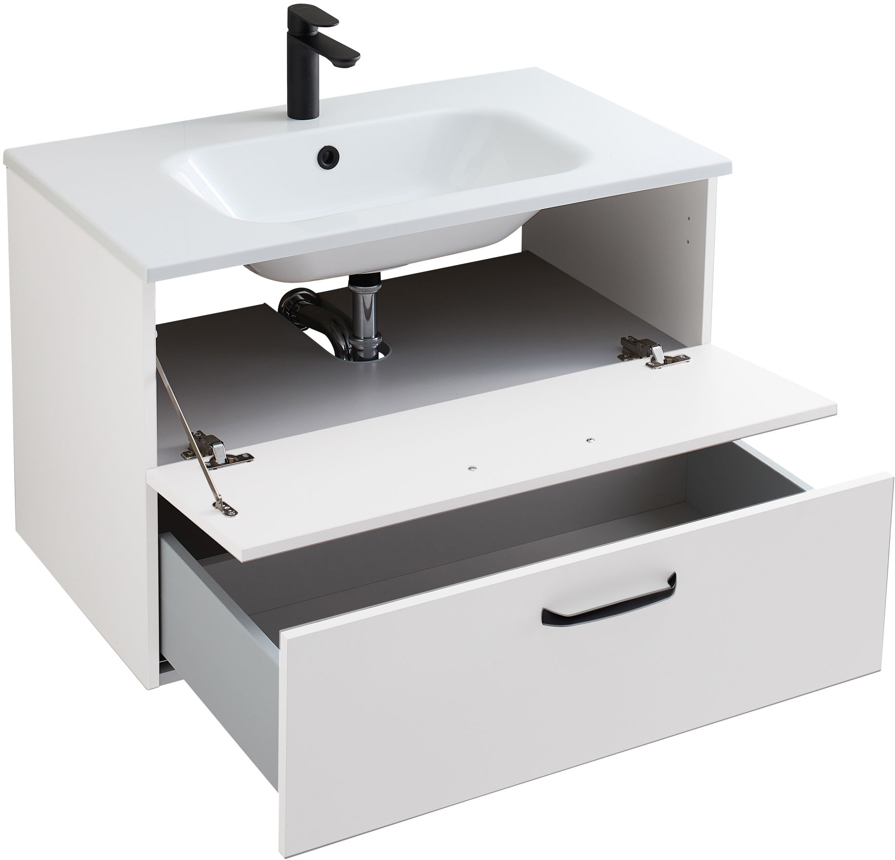 Saphir Badmöbel-Set »Quickset 500, Waschtischunterschrank mit Mineralmarmorwaschtisch« 2 Stk. tlg.