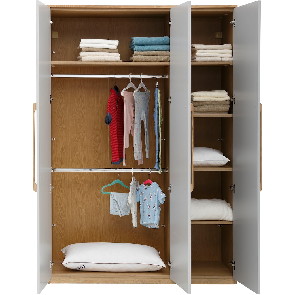 Lüttenhütt Babyzimmer-Komplettset »Lauris, grau/eiche«, (Set, 3 St., Kinderbett, Schrank, Wickelkommode)