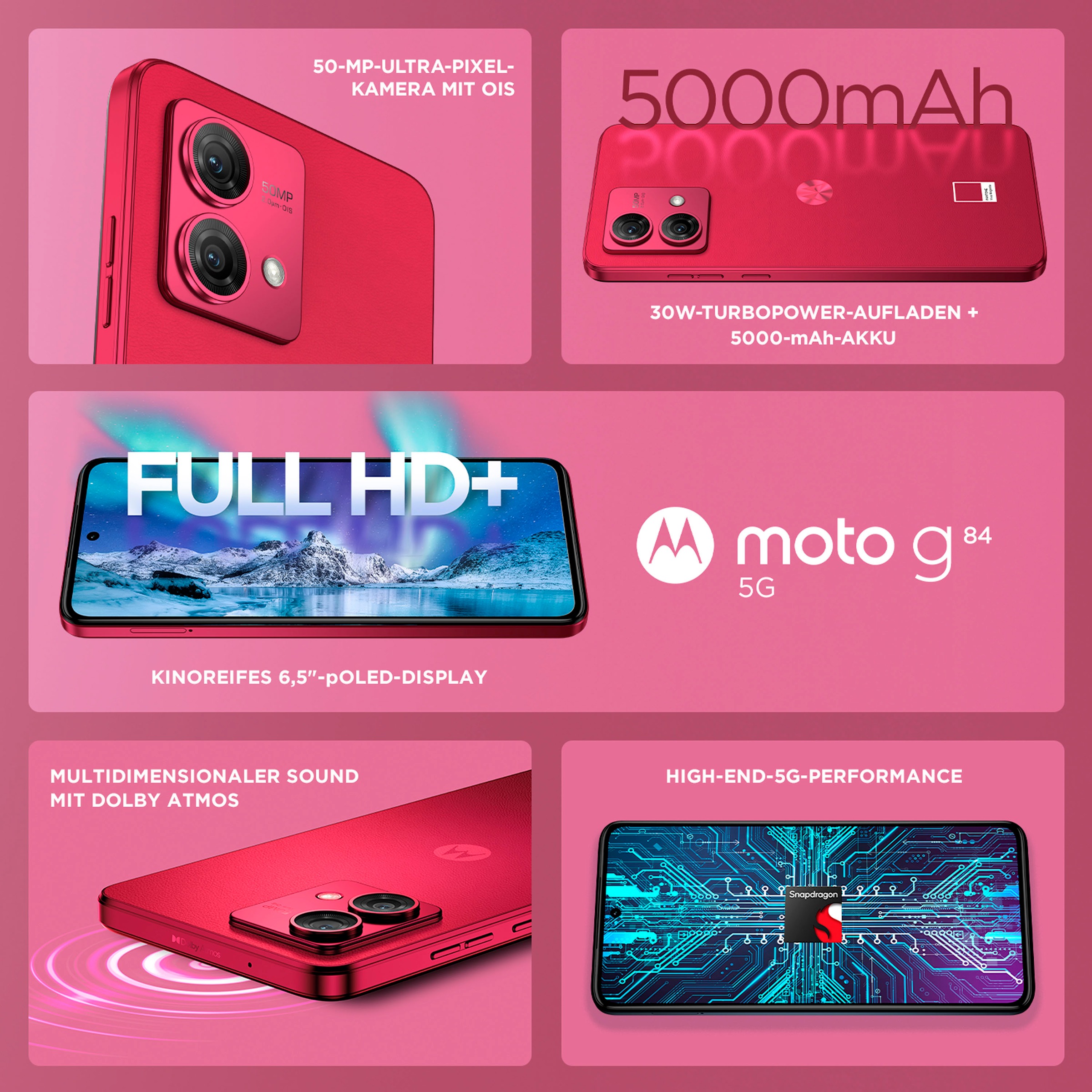 Motorola Smartphone »moto g84 5G«, Viva Magenta