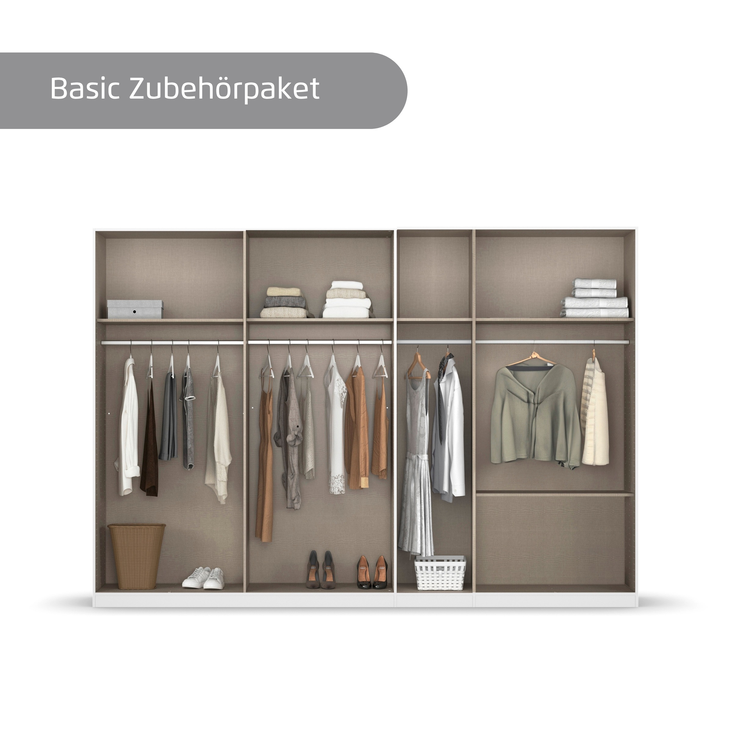 rauch Kleiderschrank »Drehtürenschrank Schrank Garderobe Wäscheschrank Schlafzimmer AVOLA«, (in 3 verschiedenen Ausstattungen BASIC/CLASSIC/PREMIUM), mit hochwertigen Stangengriffen aus Metall in Schwarz MADE IN GERMANY