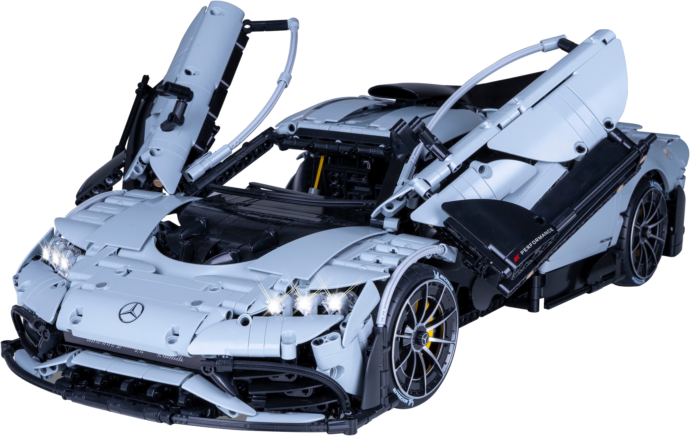 Jamara RC-Auto »CaDA, Mercedes-AMG ONE 1:8 grau 2,4GHz Bricks«, (3295 tlg.), mit LED Licht