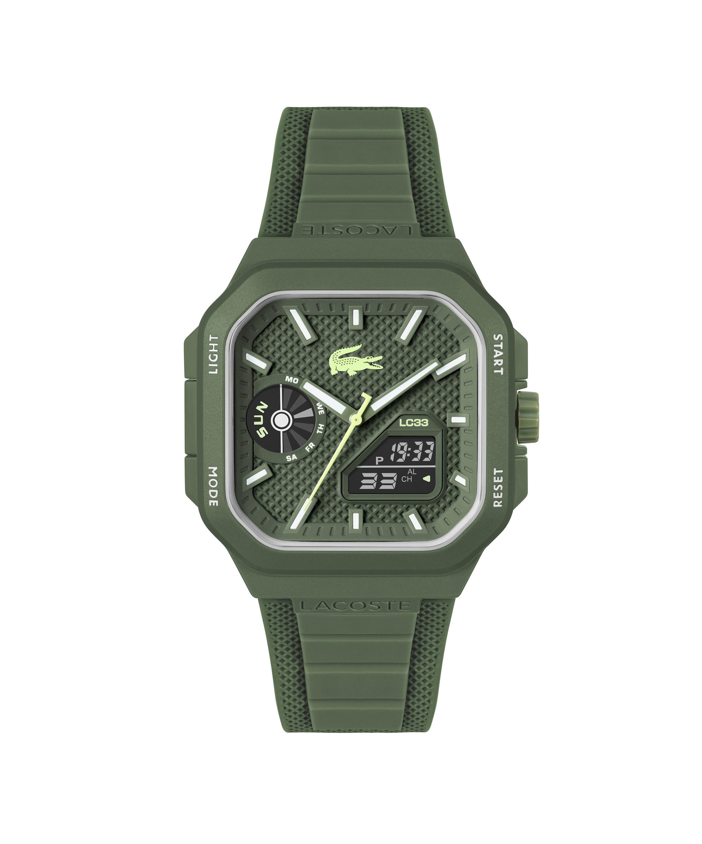 Lacoste Digitaluhr »LC33 SQUARE« Quarzuhr, Armbanduhr, Herrenuhr, Silikonarmband, digital, analog