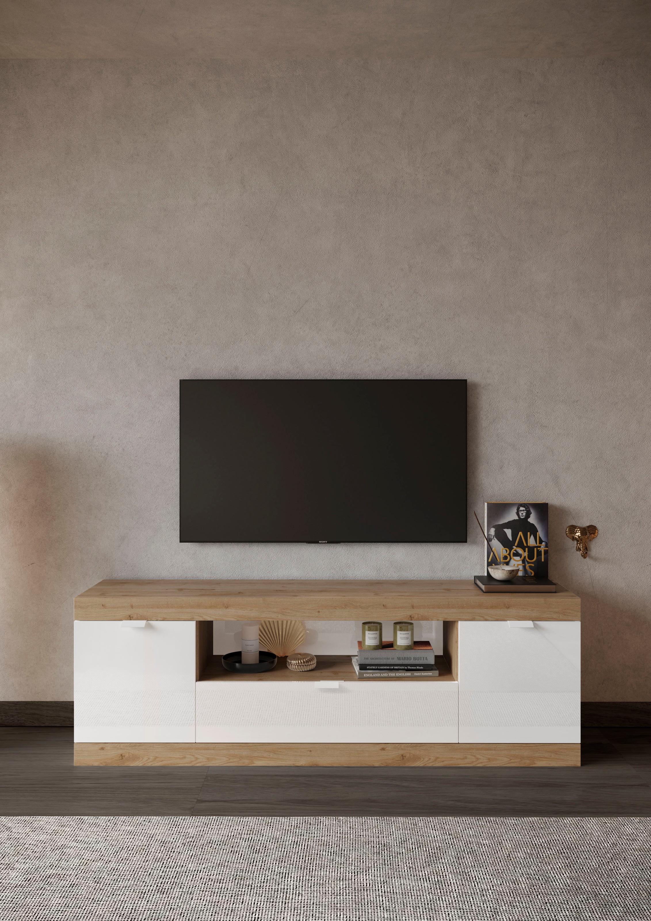 INOSIGN Lowboard »Slim, TV-Bank«, Breite 181 cm, weiß Hochglanz Lack