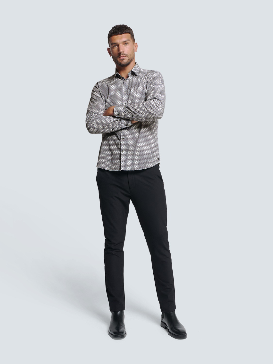 NO EXCESS Langarmhemd »No Excess Bedrucktes Stretch-Hemd«