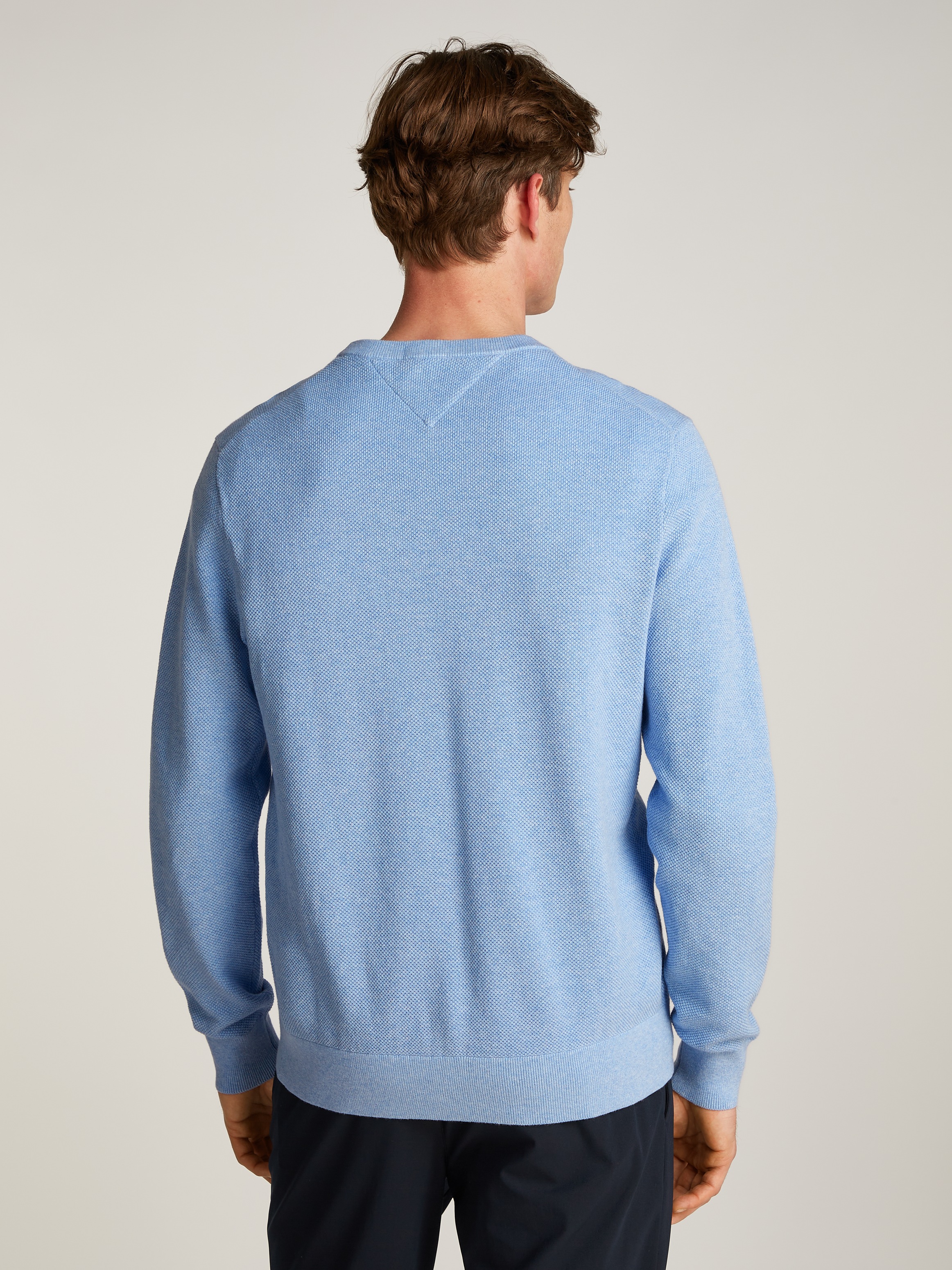 Tommy Hilfiger Rundhalspullover »ESSENTIAL STRUCTURE CREW NECK mit Struktur und Label«, unifarben, casual, regular fit, Baumwolle, Rundhals